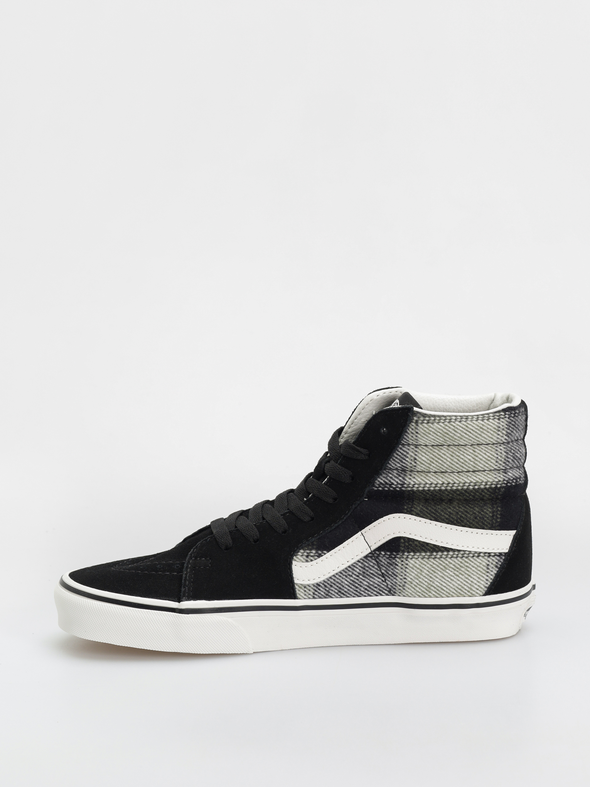Vans Sk8 Hi Shoes (brushed plaid olive/black)
