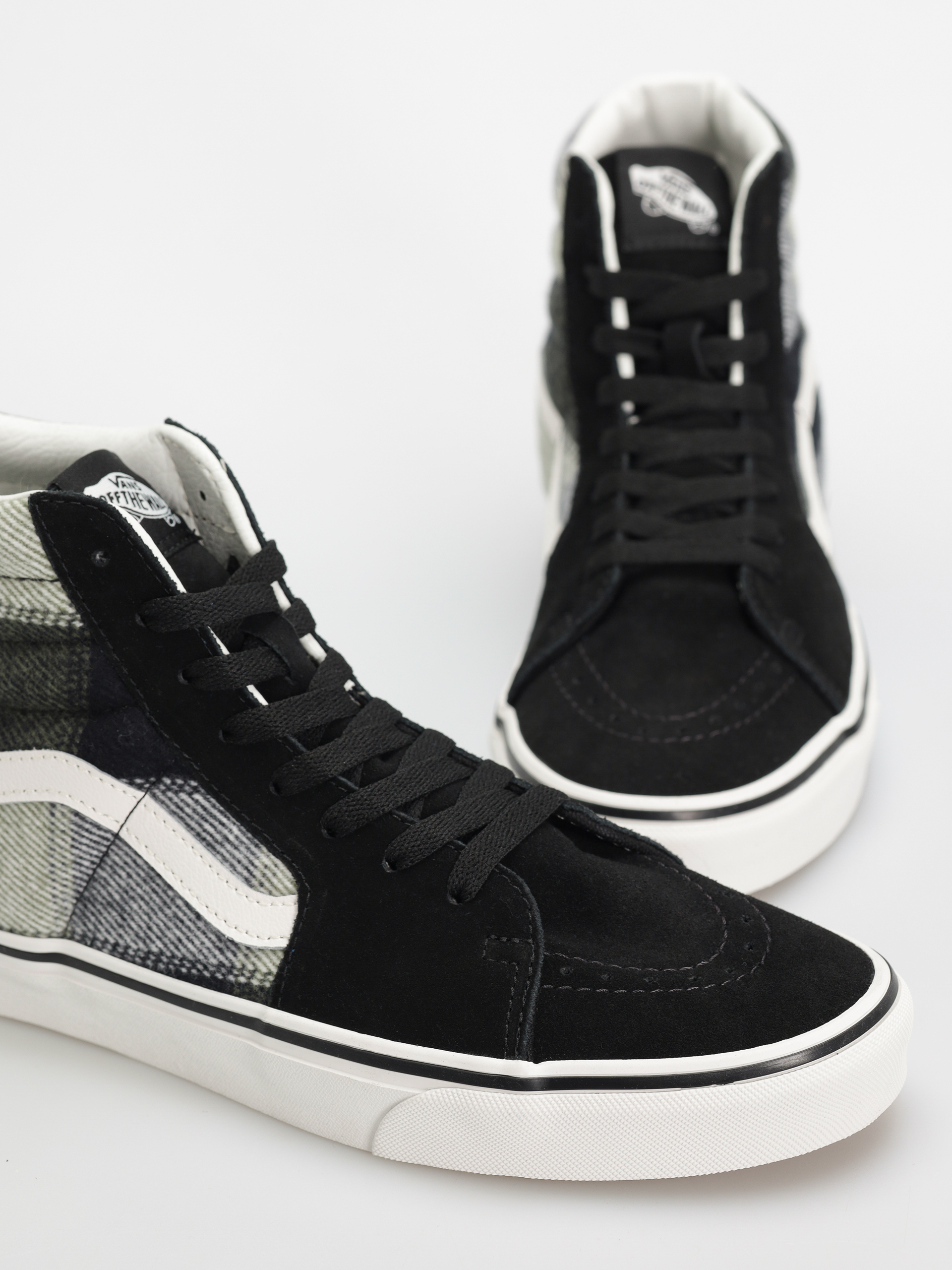 Vans Sk8 Hi Shoes (brushed plaid olive/black)