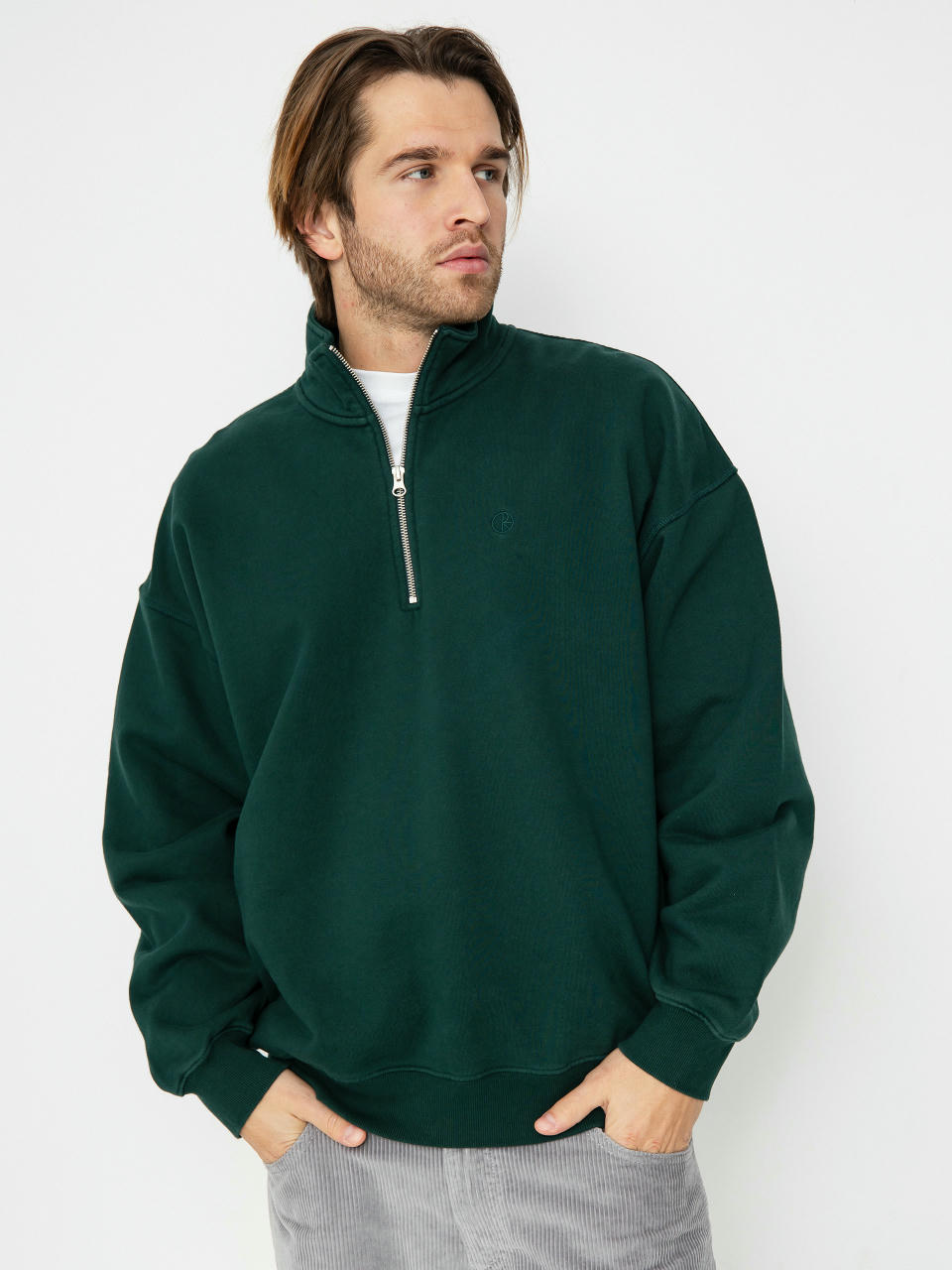 Polar Skate Sweatshirt Frankie Half Zip (dark emerald)