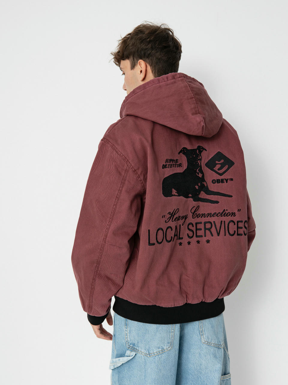 OBEY Local Service Jacket (wine faded wash)