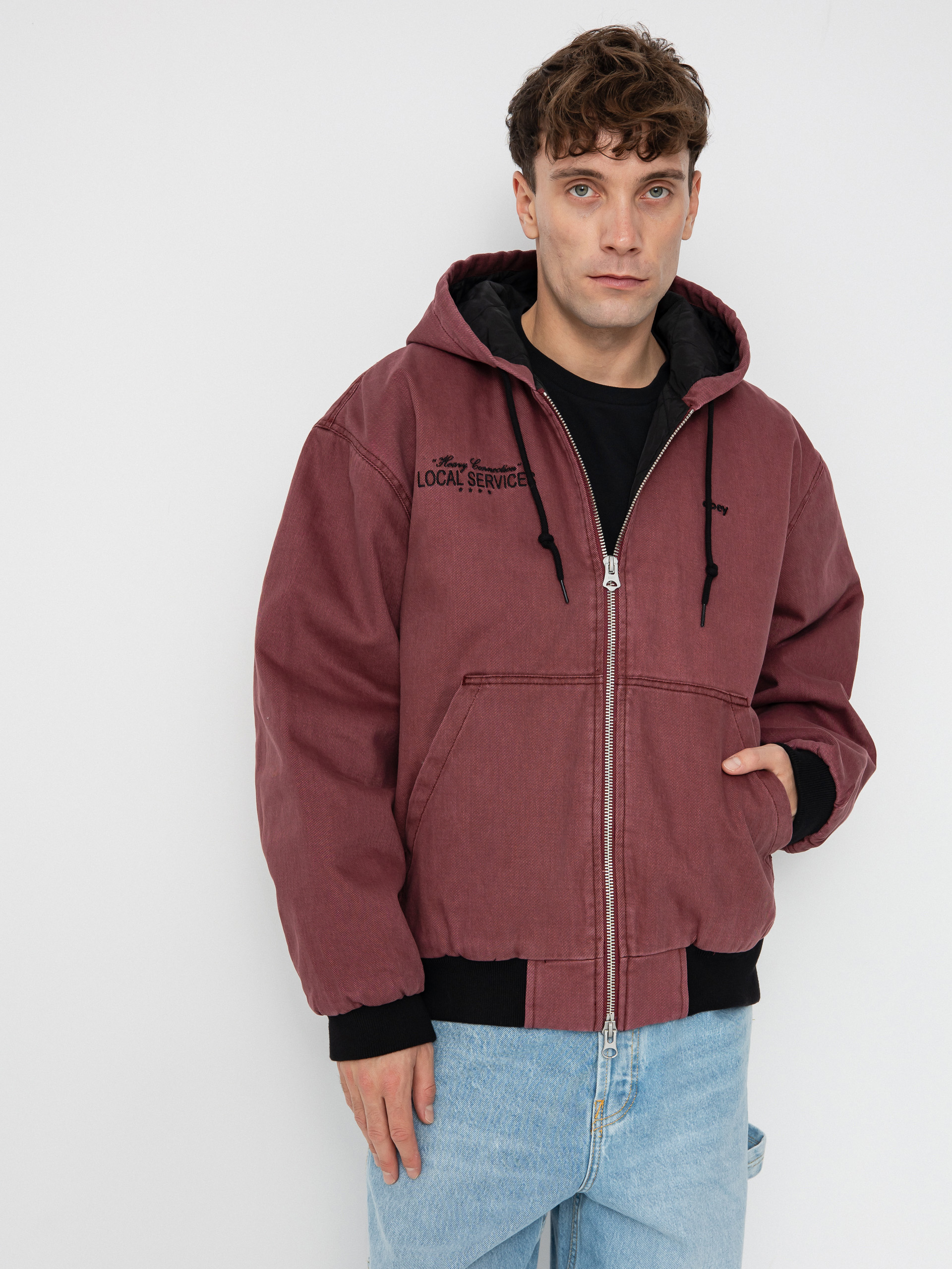 OBEY Local Service Jacket - burgundy (wine faded wash)