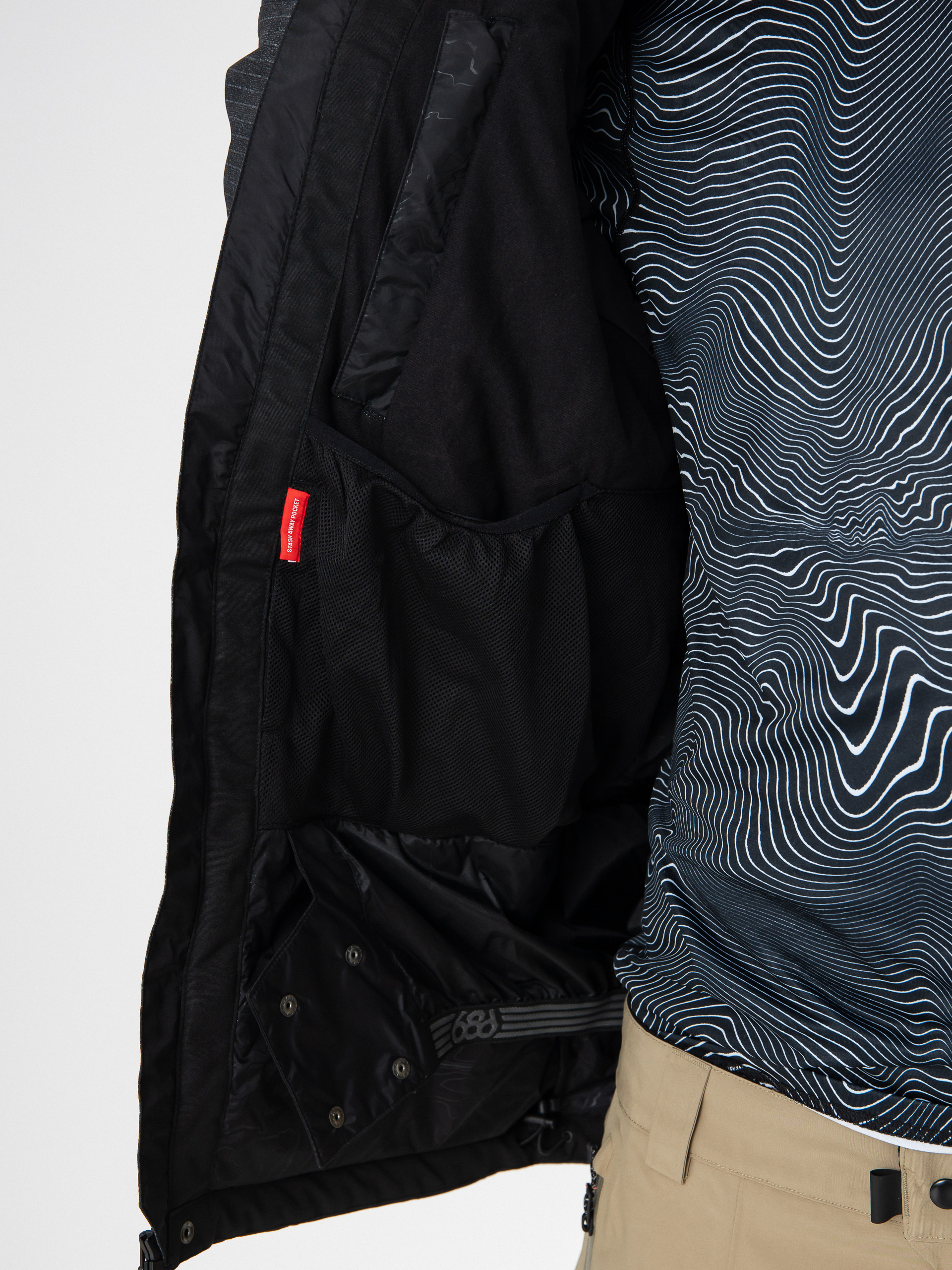 Mens 686 Geo Insulated Snowboard jacket (black ripstop colorblock)