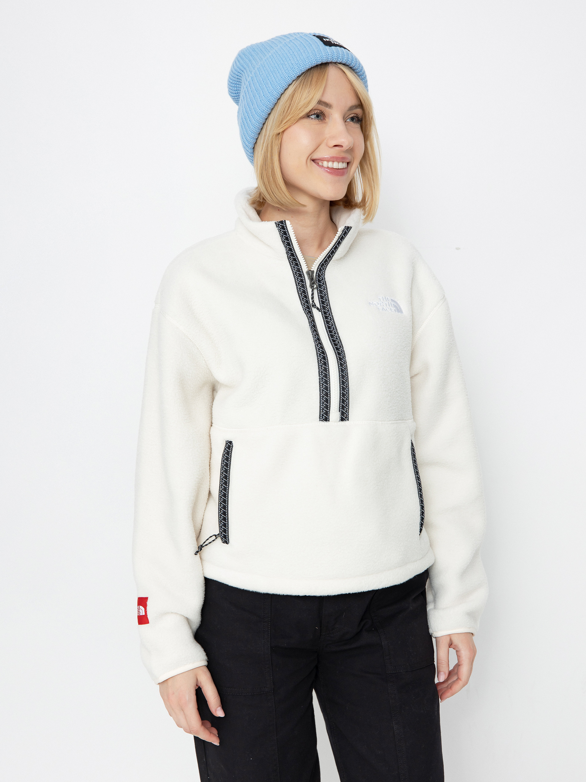 Damen The North Face Fleece Jacke Tnf Fleeski 1/4 Zip (white dune)