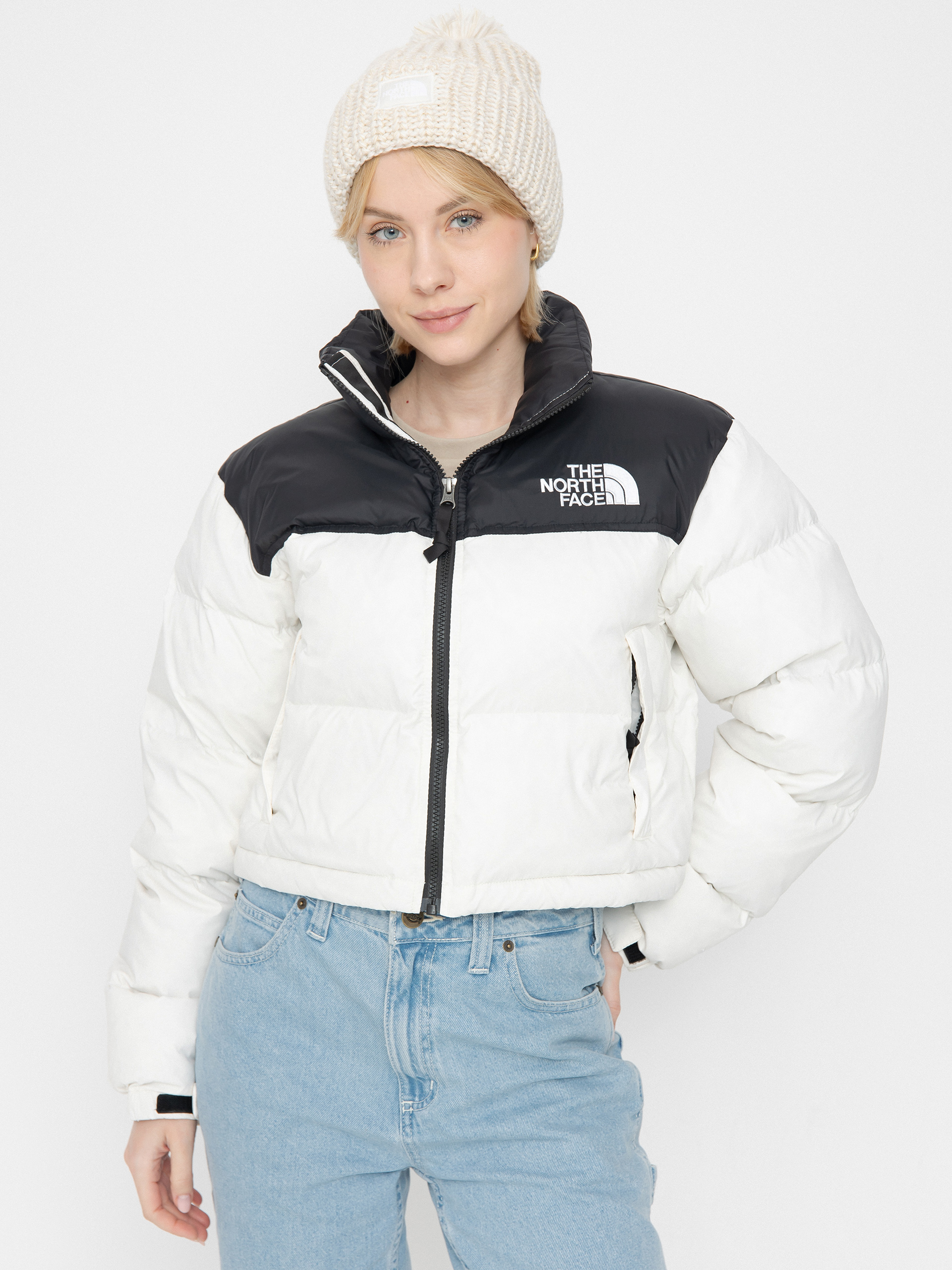 The North Face Jacke Nuptse Short Wmn (white dune/tnf black)