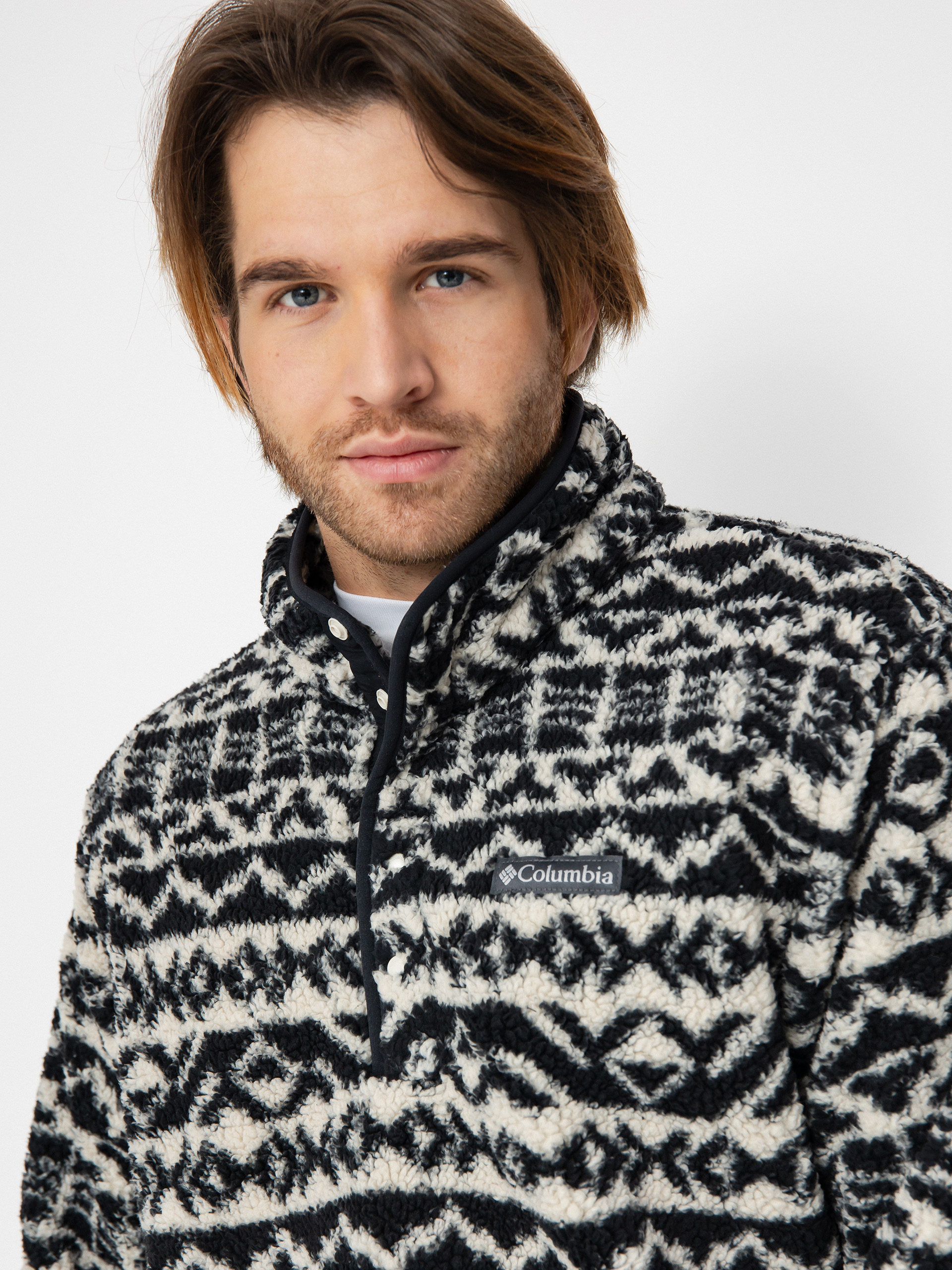 Mens Columbia Fleece  Rugged Ridge Half Snap (dark stone madr)