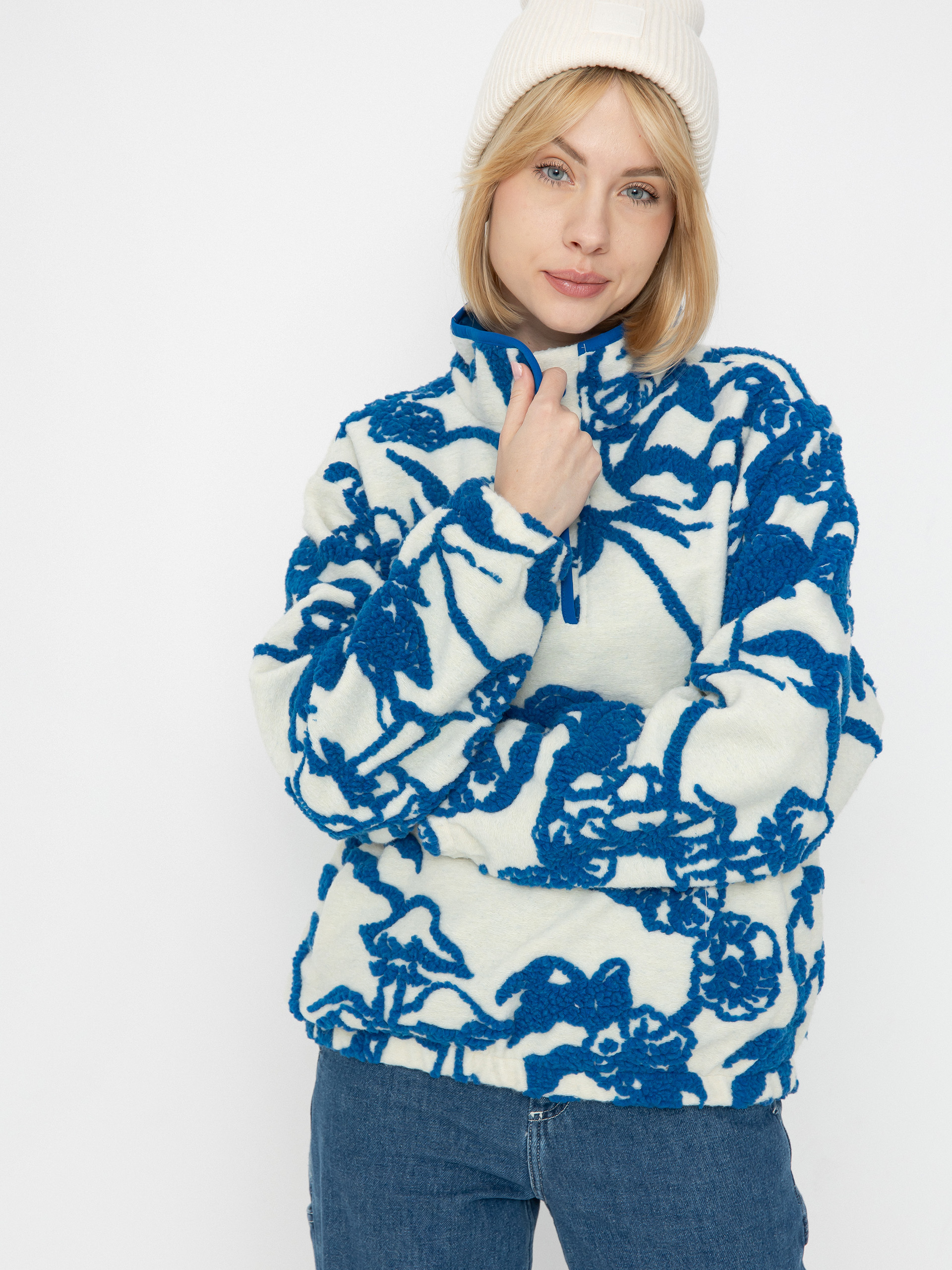 Womens OBEY Fleece  Scenic Mock (cream multi)