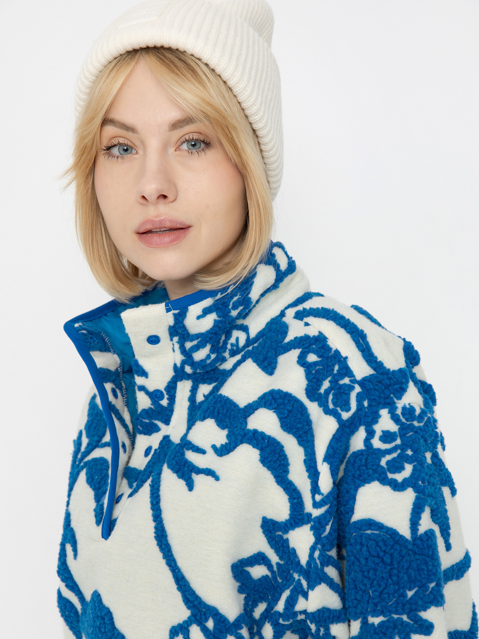 Womens OBEY Fleece  Scenic Mock (cream multi)