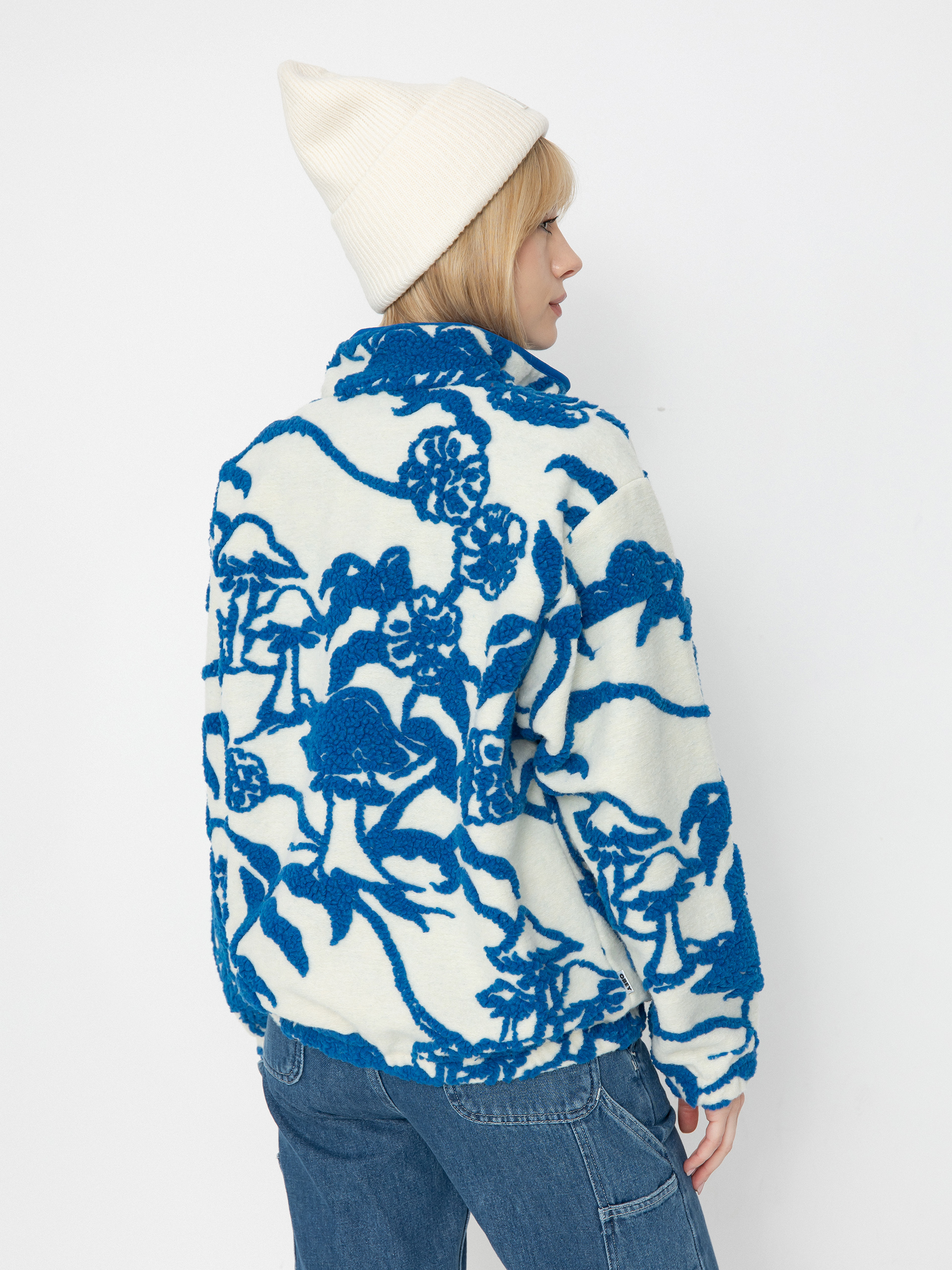 Womens OBEY Fleece  Scenic Mock (cream multi)