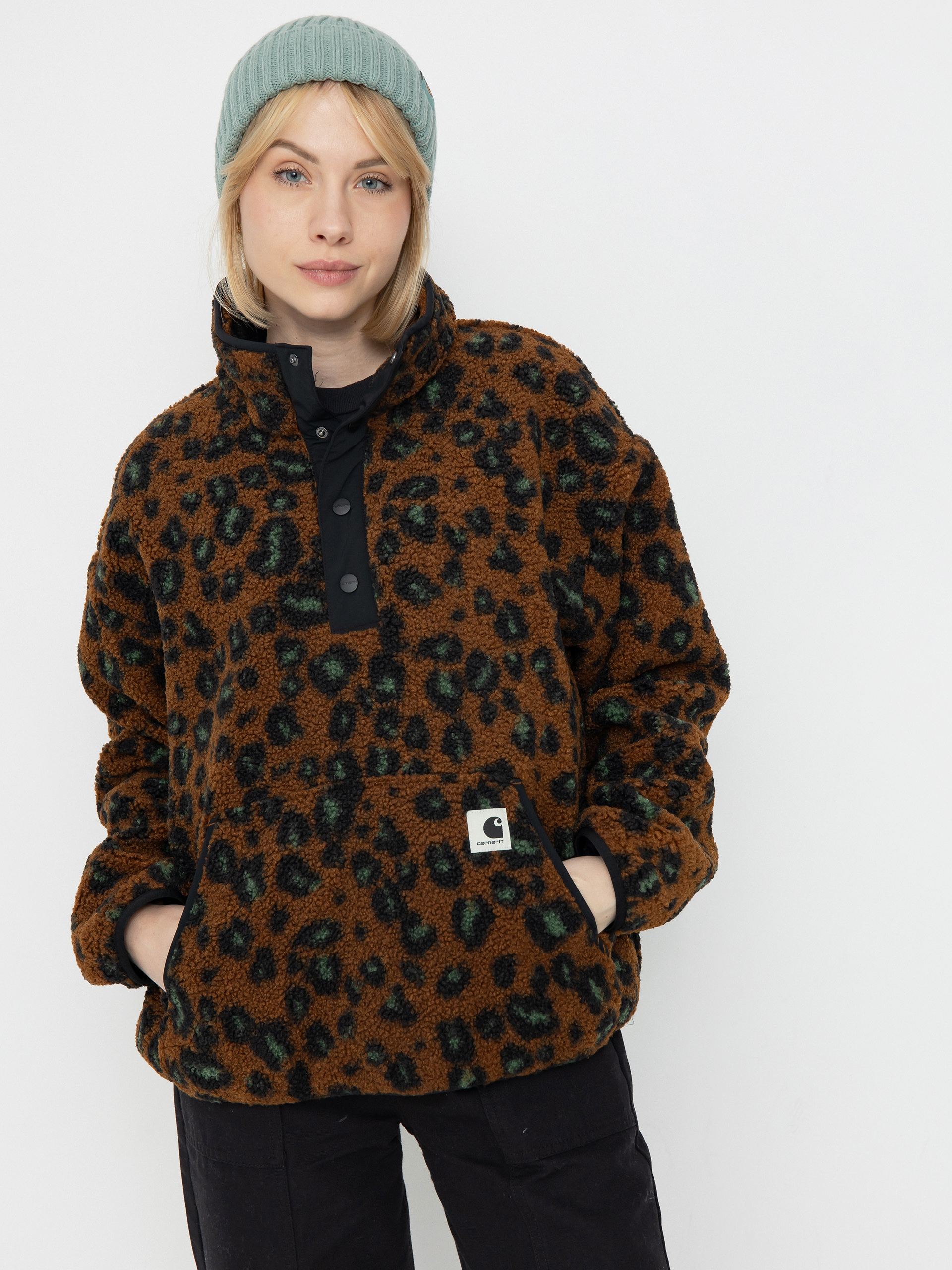 Womens Carhartt WIP Fleece  Elliot (camo leo jacquard/tamarind/black)