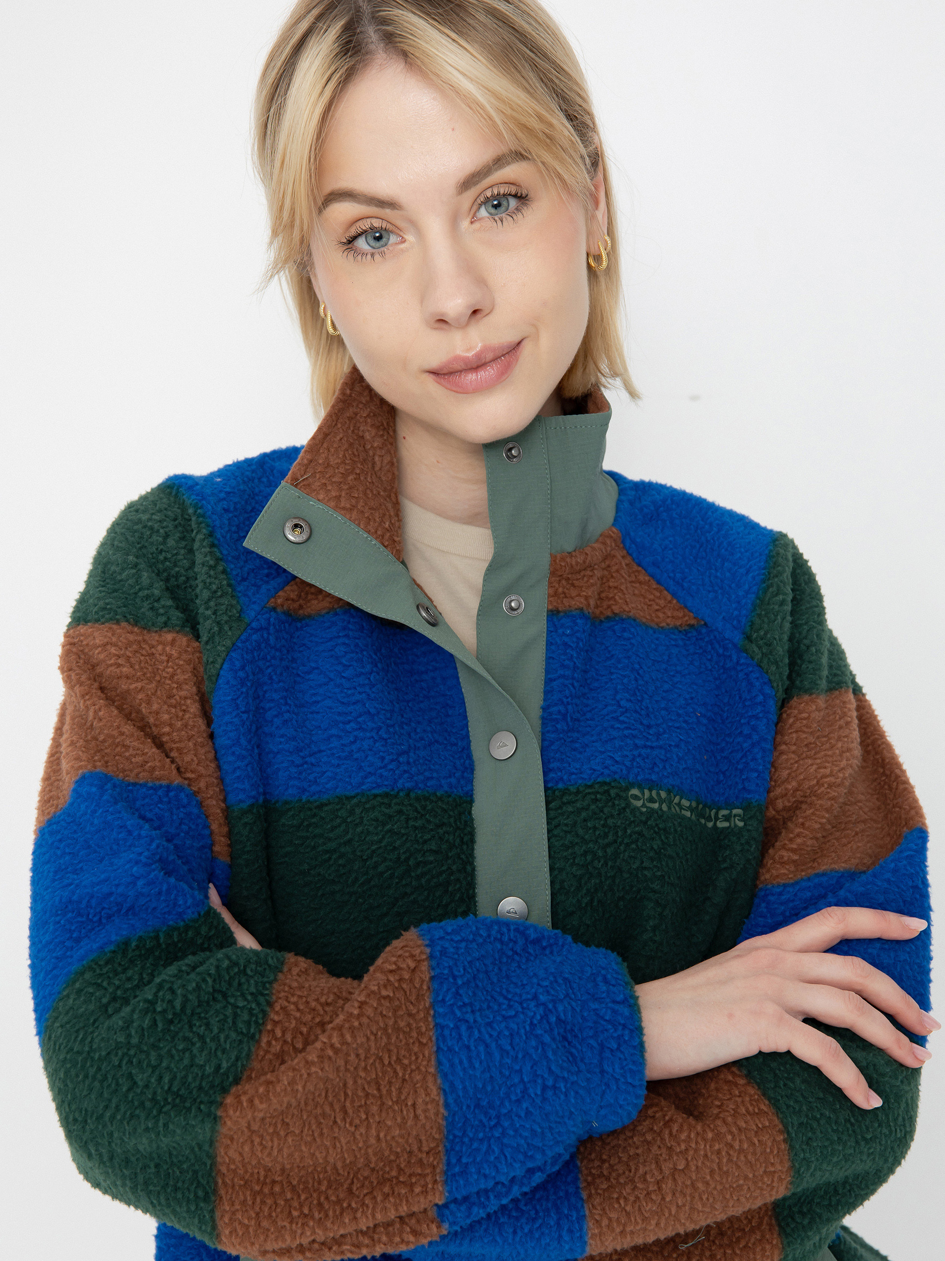 Womens Quiksilver Fleece  Uni Half Zip (printed stripe uni hz forest)