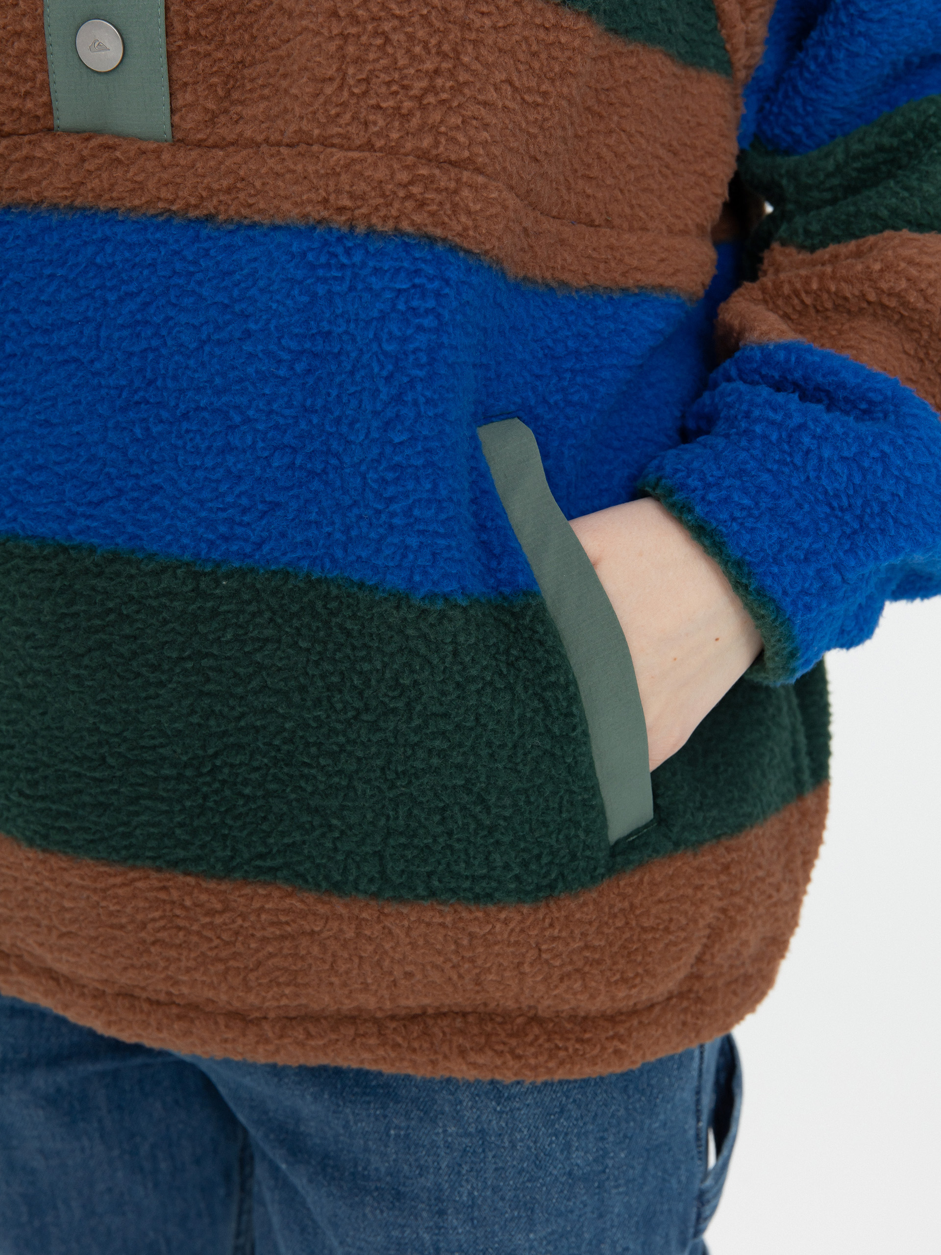 Womens Quiksilver Fleece  Uni Half Zip (printed stripe uni hz forest)