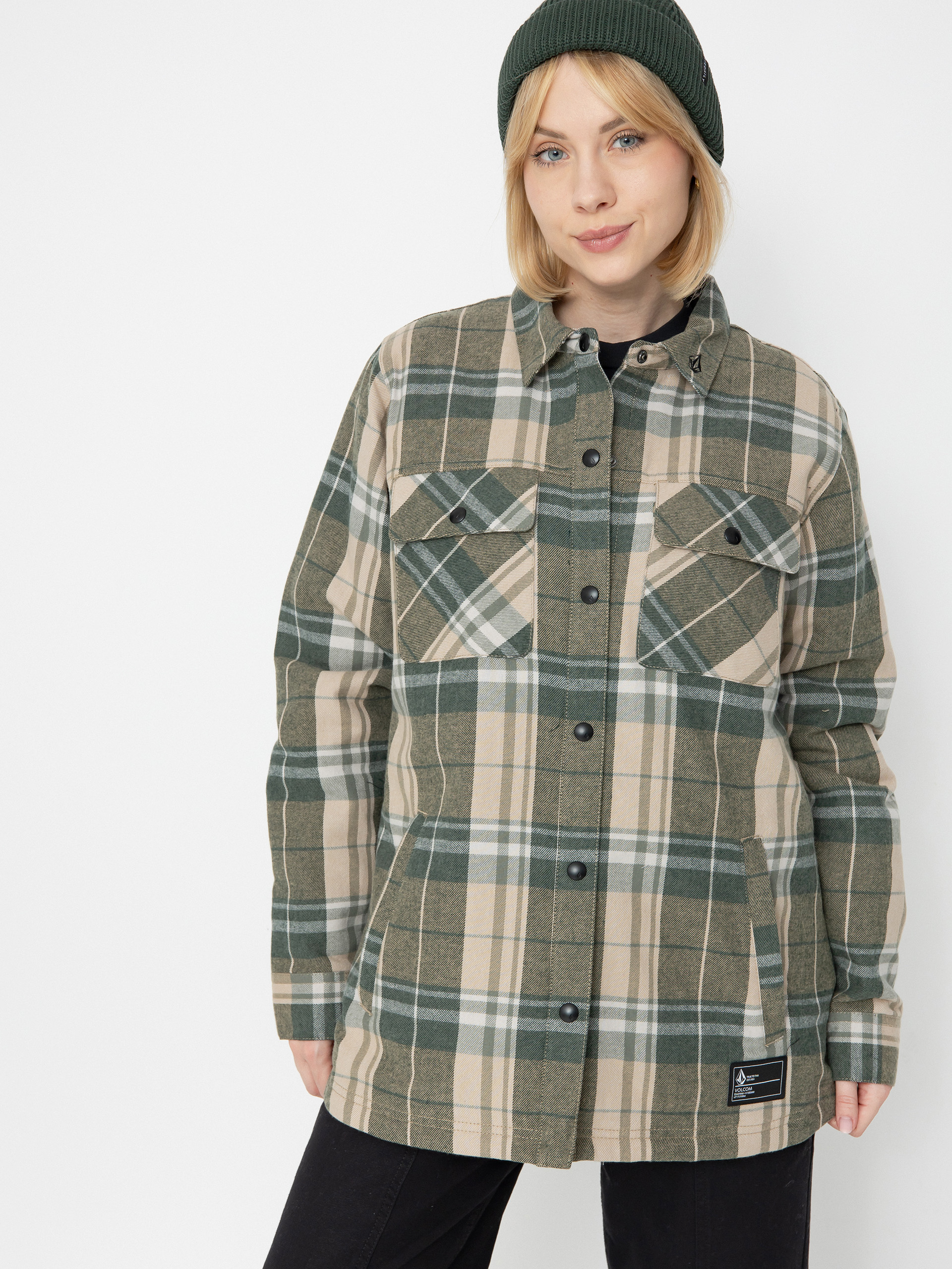 Damen Volcom Snowboard Jacke Ins Riding Flannel (sand)