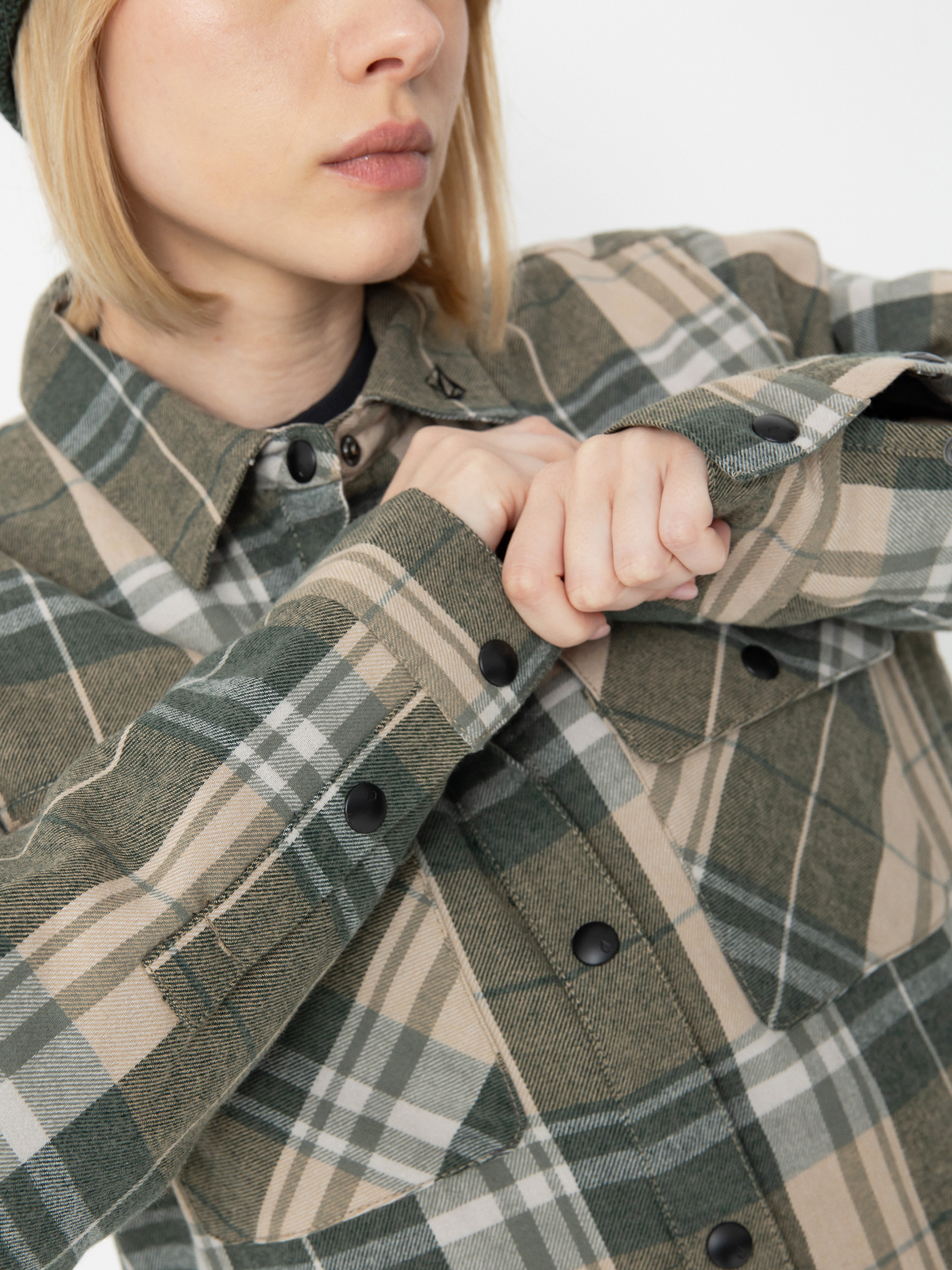 Damen Volcom Snowboard Jacke Ins Riding Flannel (sand)