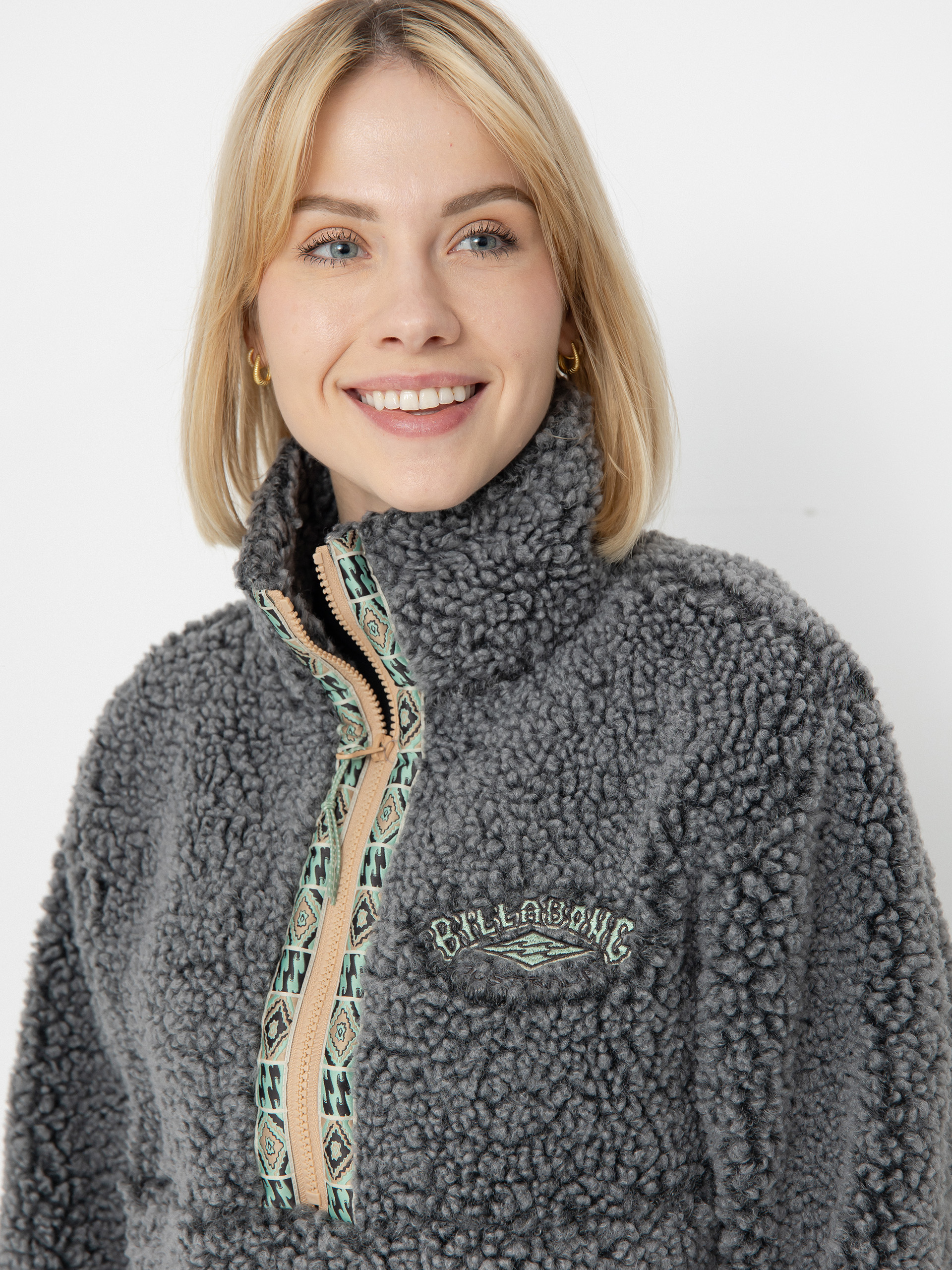 Damen Billabong Fleece Jacke Horizon Mock Neck (charcoal)