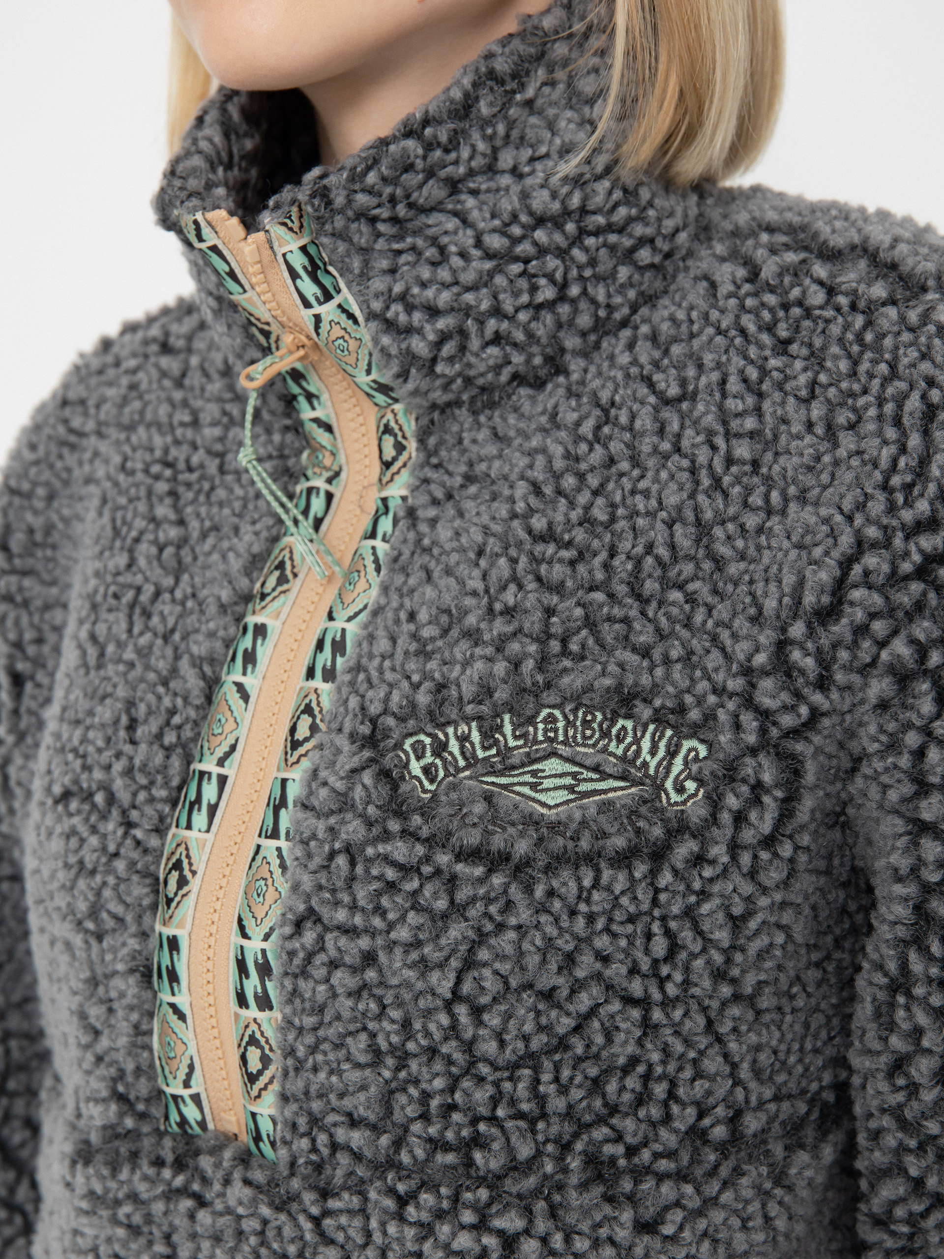 Damen Billabong Fleece Jacke Horizon Mock Neck (charcoal)