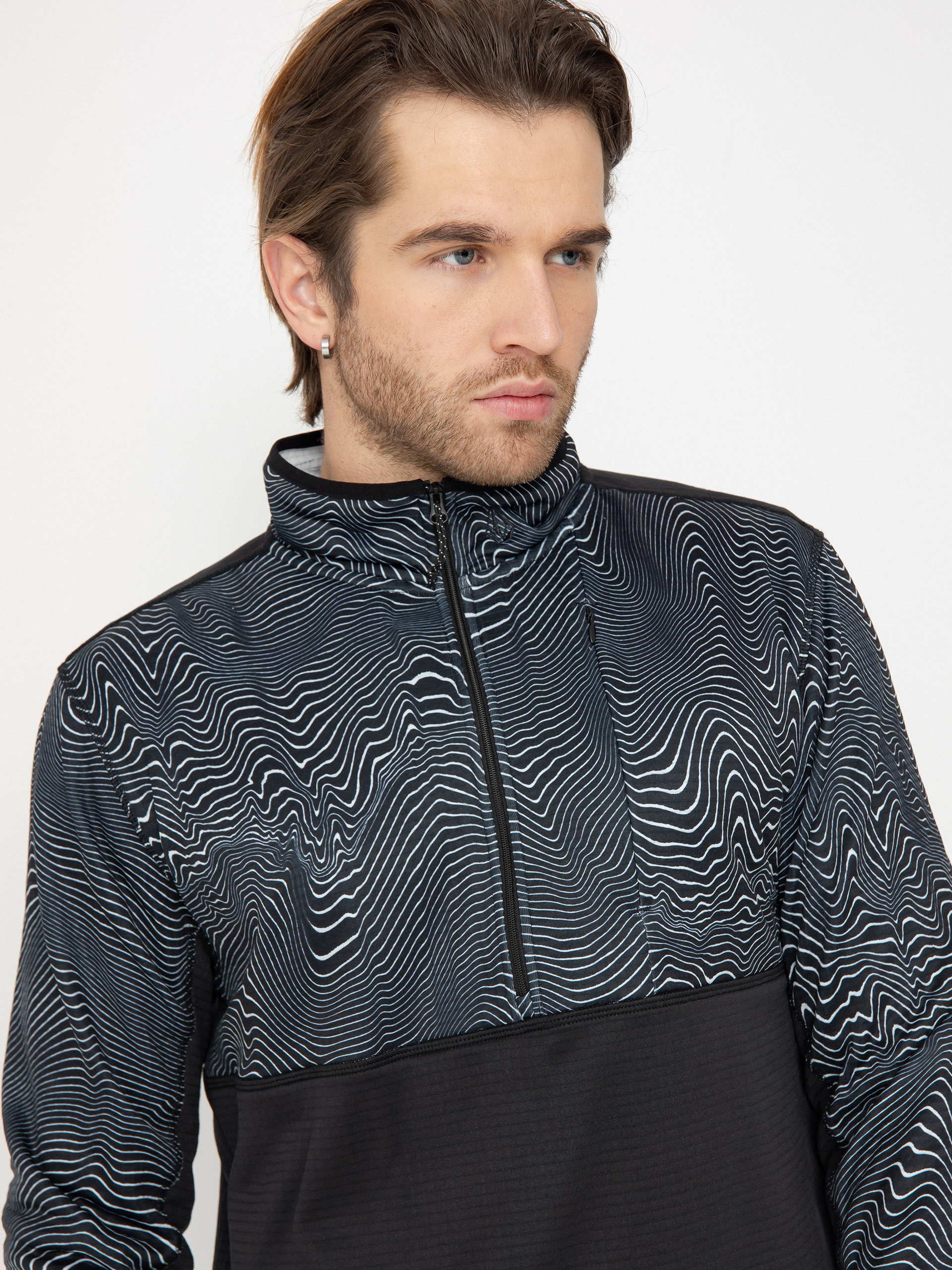 Mens Volcom Active sweatshirt Gridlock Mock Neck (black print)