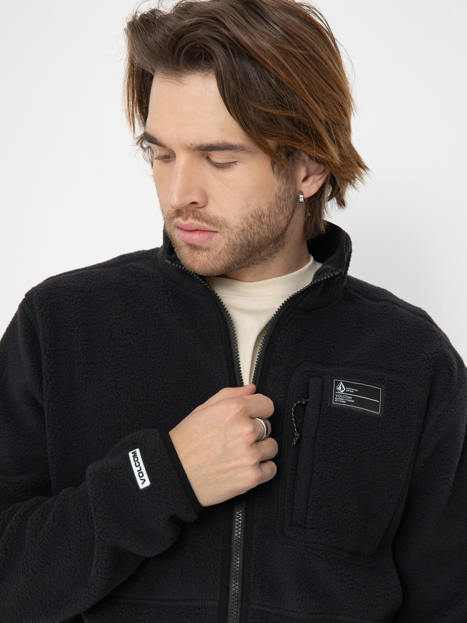 Mens Volcom Active sweatshirt Fleecer Full Zip (black)