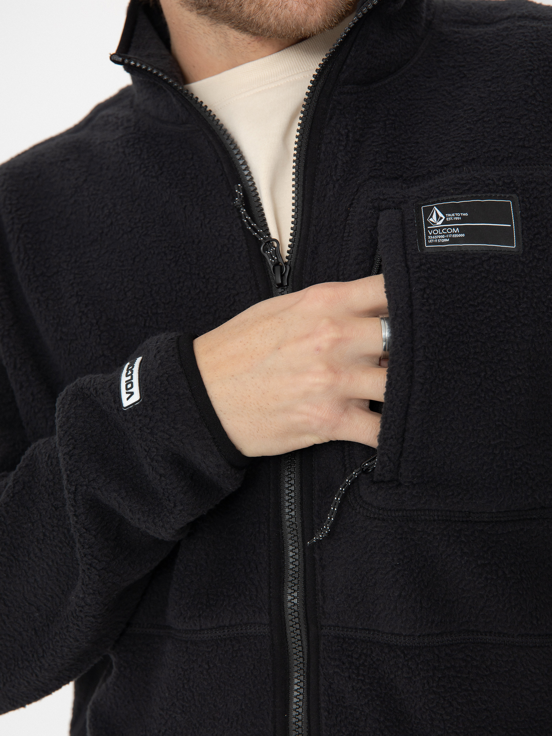 Mens Volcom Active sweatshirt Fleecer Full Zip (black)