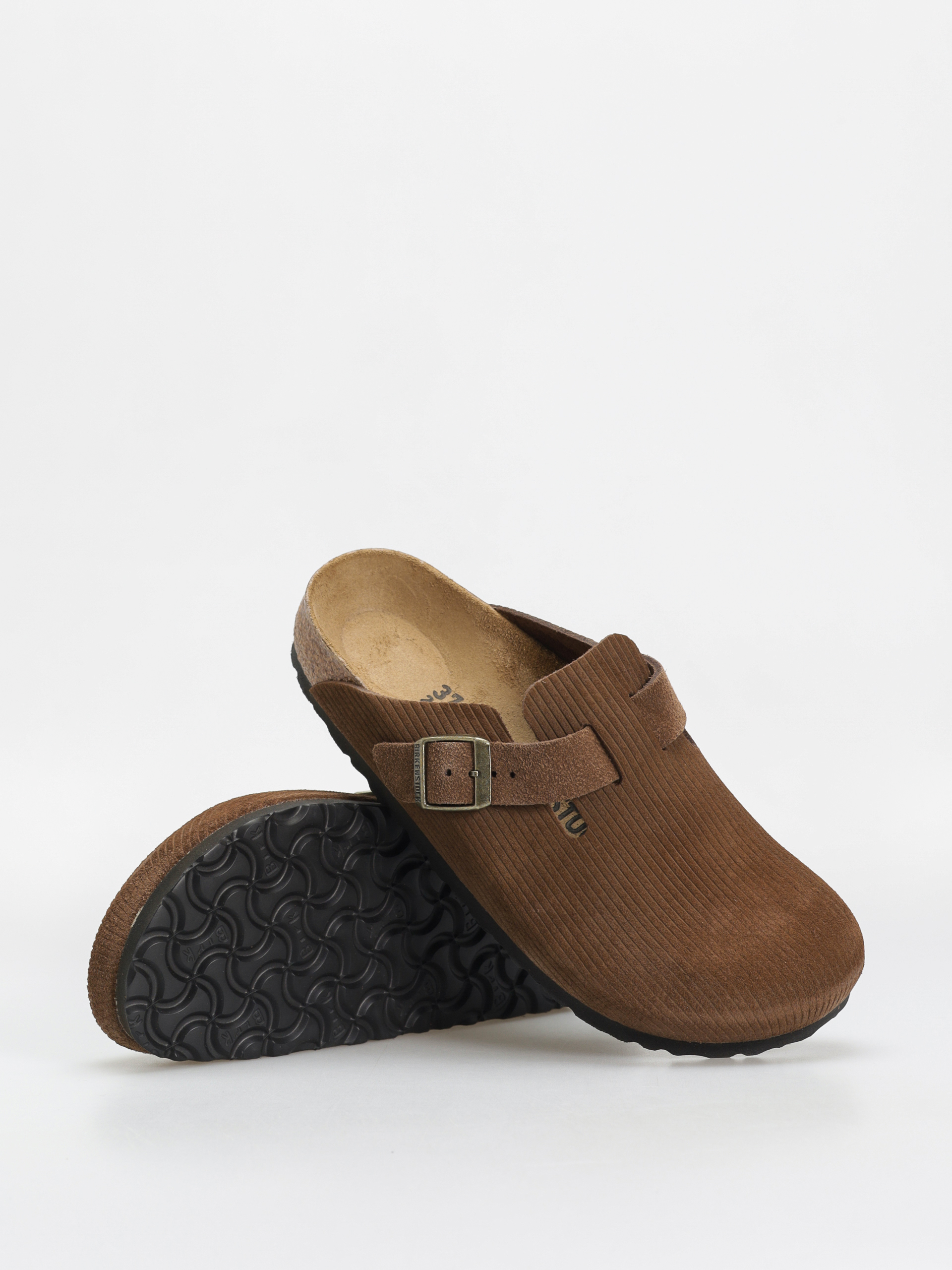 Birkenstock Boston Suede Embossed Narrow Wmn Flip-flops - brown
