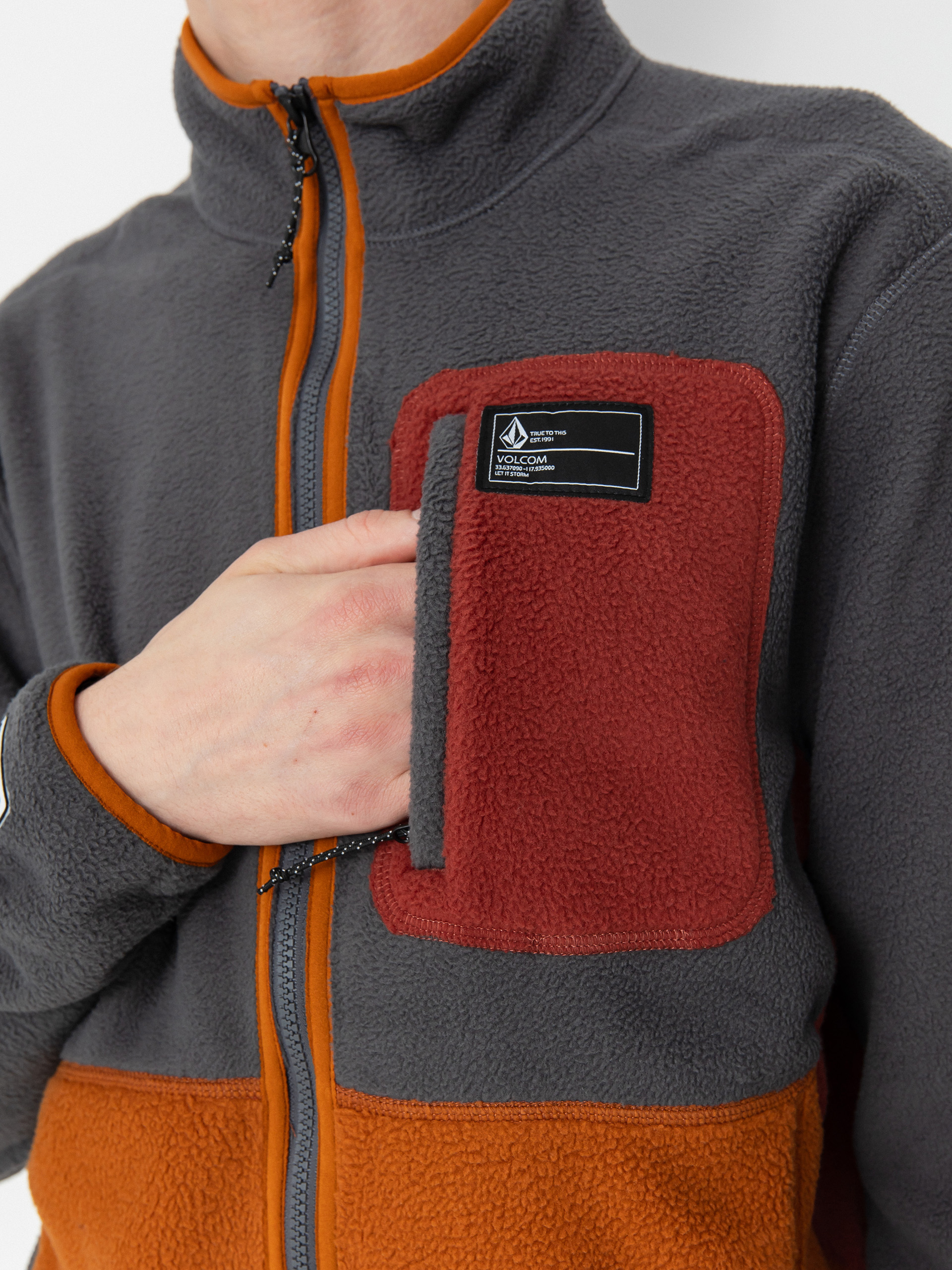 Volcom Aktives Sweatshirt Fleecer Full Zip - Grau, Mehrfarbig