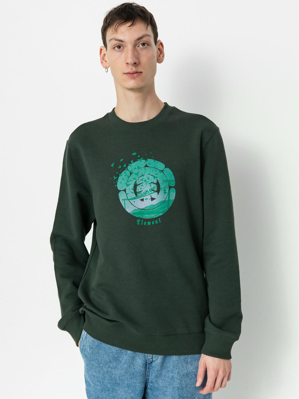 Element Flock Crew Sweatshirt (deep forest)