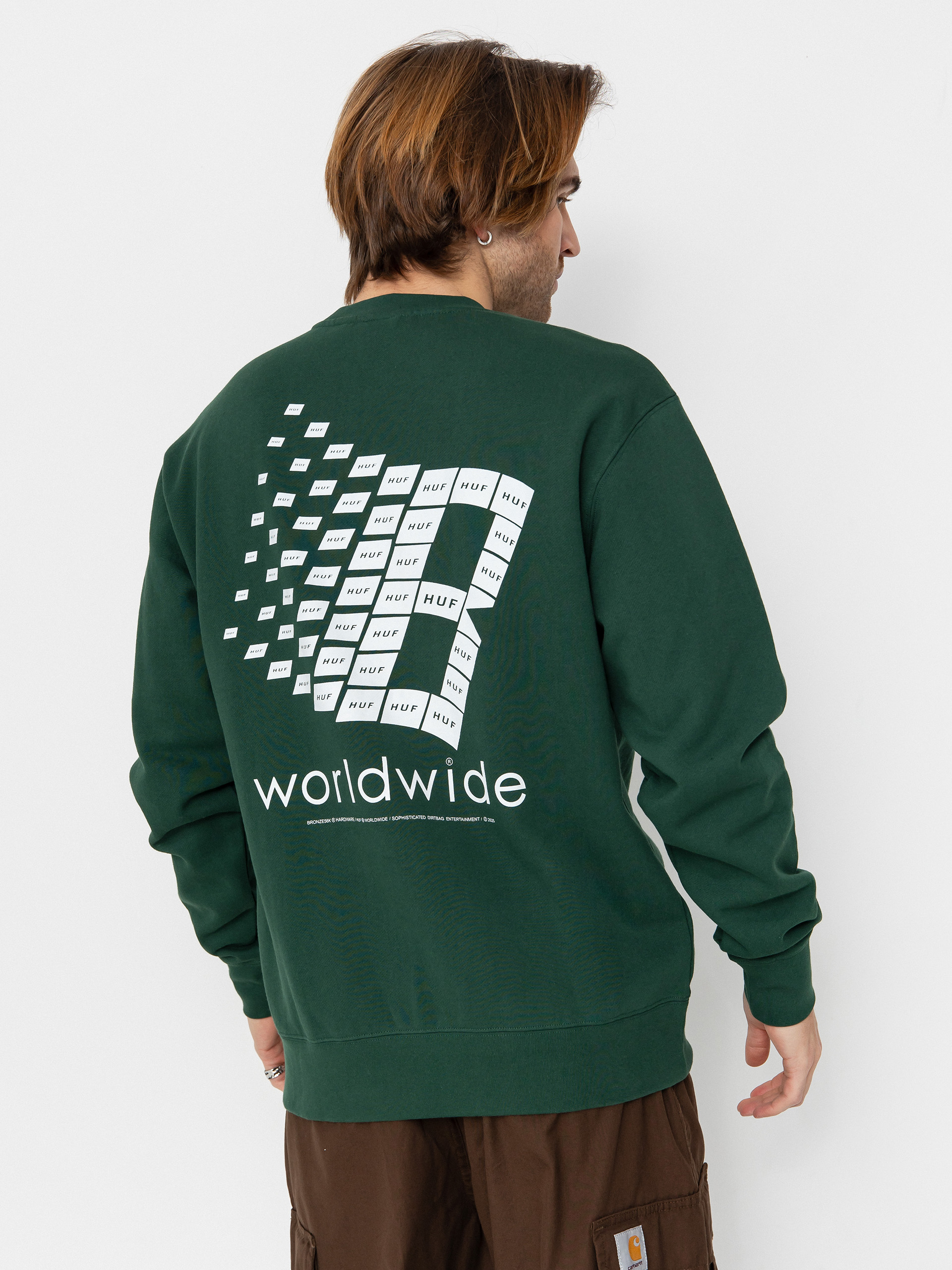 HUF Sweatshirt X Bronze Worldwide Crewneck green forest green