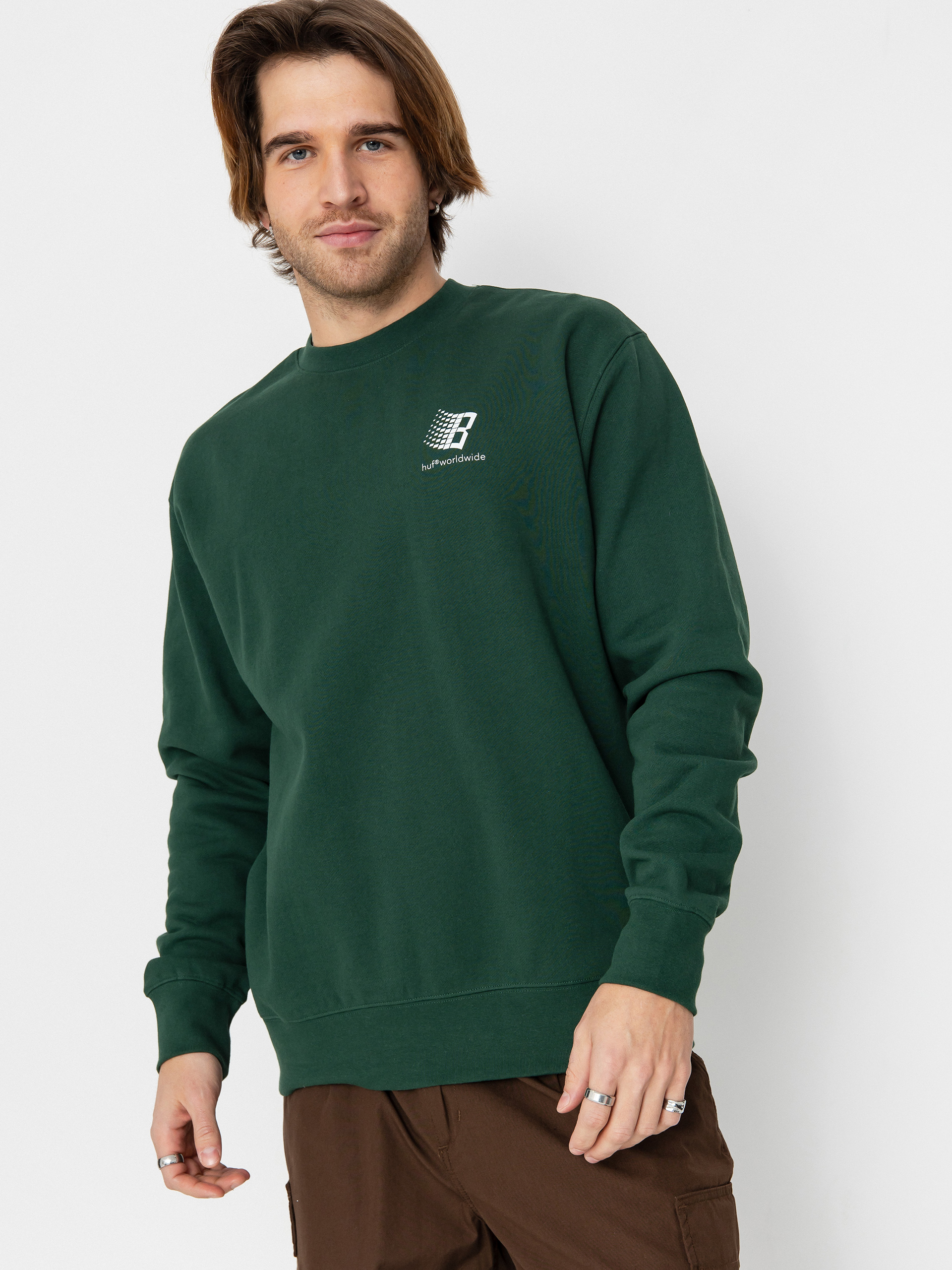 HUF Sweatshirt X Bronze Worldwide Crewneck (forest green)