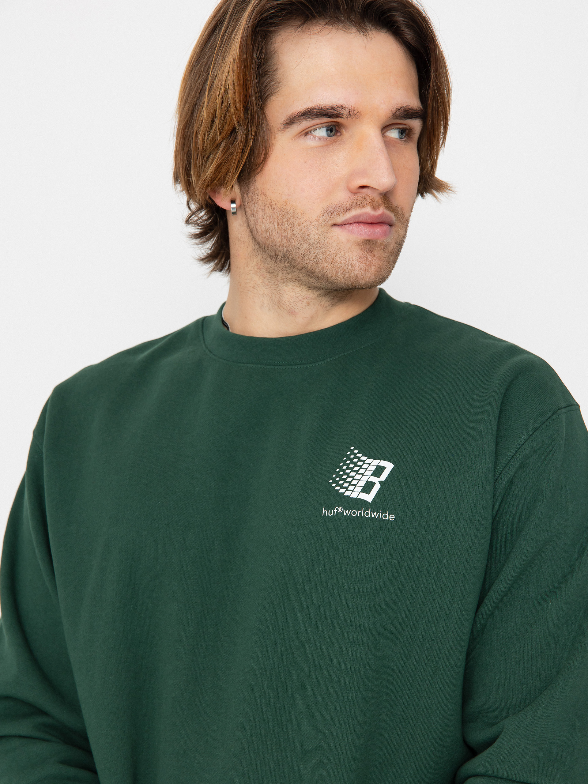 HUF Sweatshirt X Bronze Worldwide Crewneck (forest green)