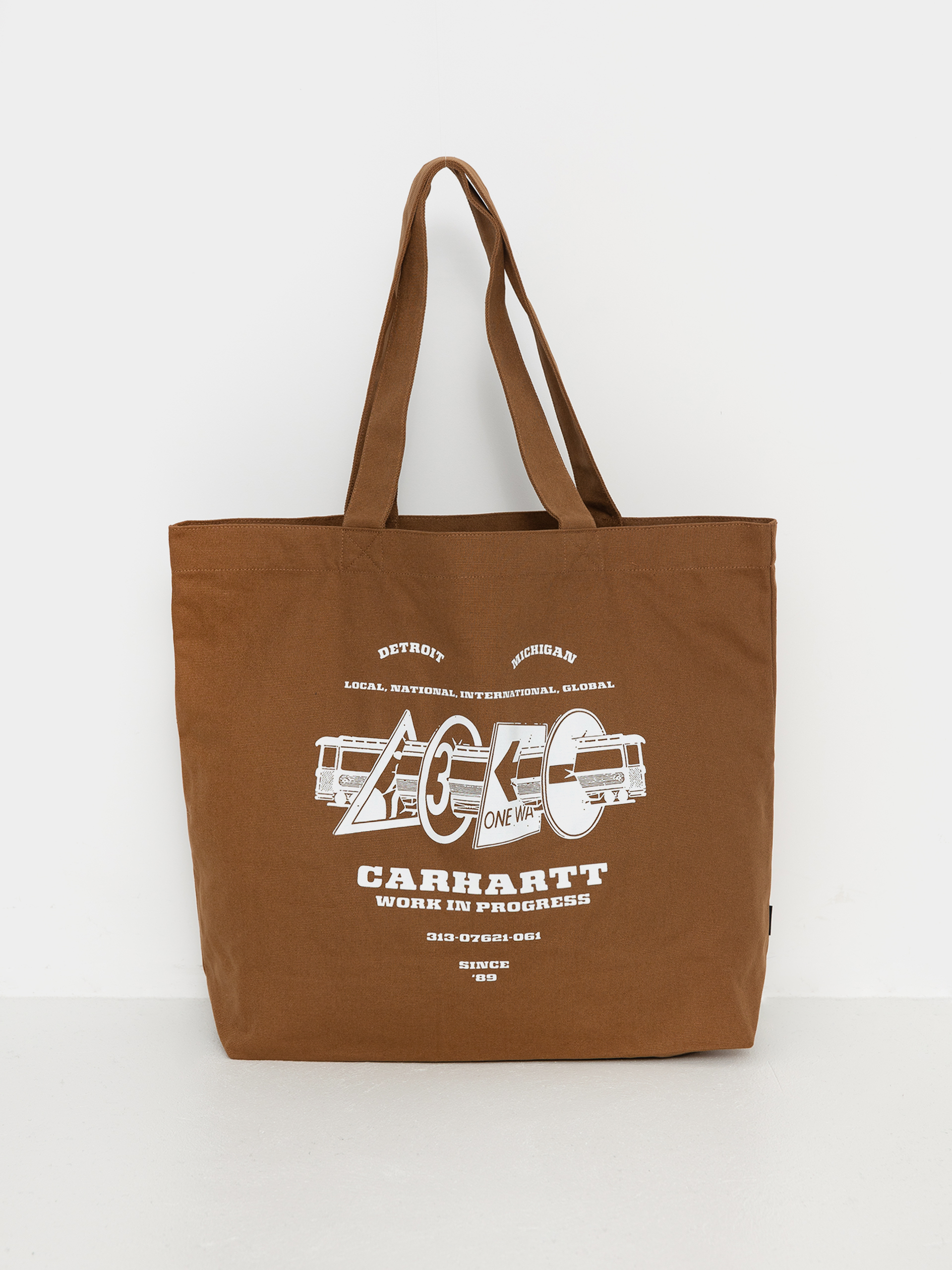 Carhartt WIP Canvas Graphic Tote Bag (runaway print hamilton brown)