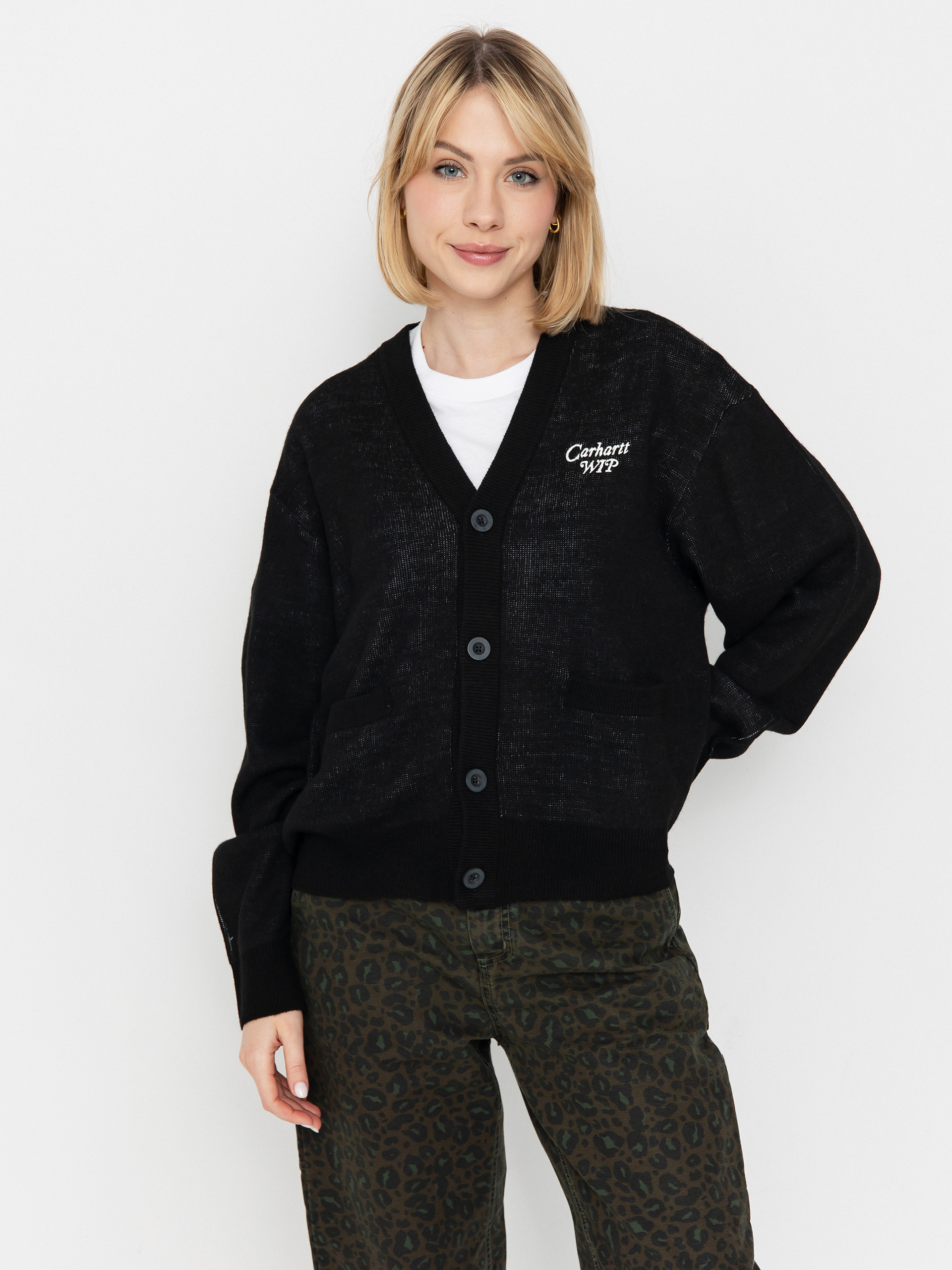 Carhartt WIP Harttbreaker Cardigan Wmn Sweater - black (black/wax)