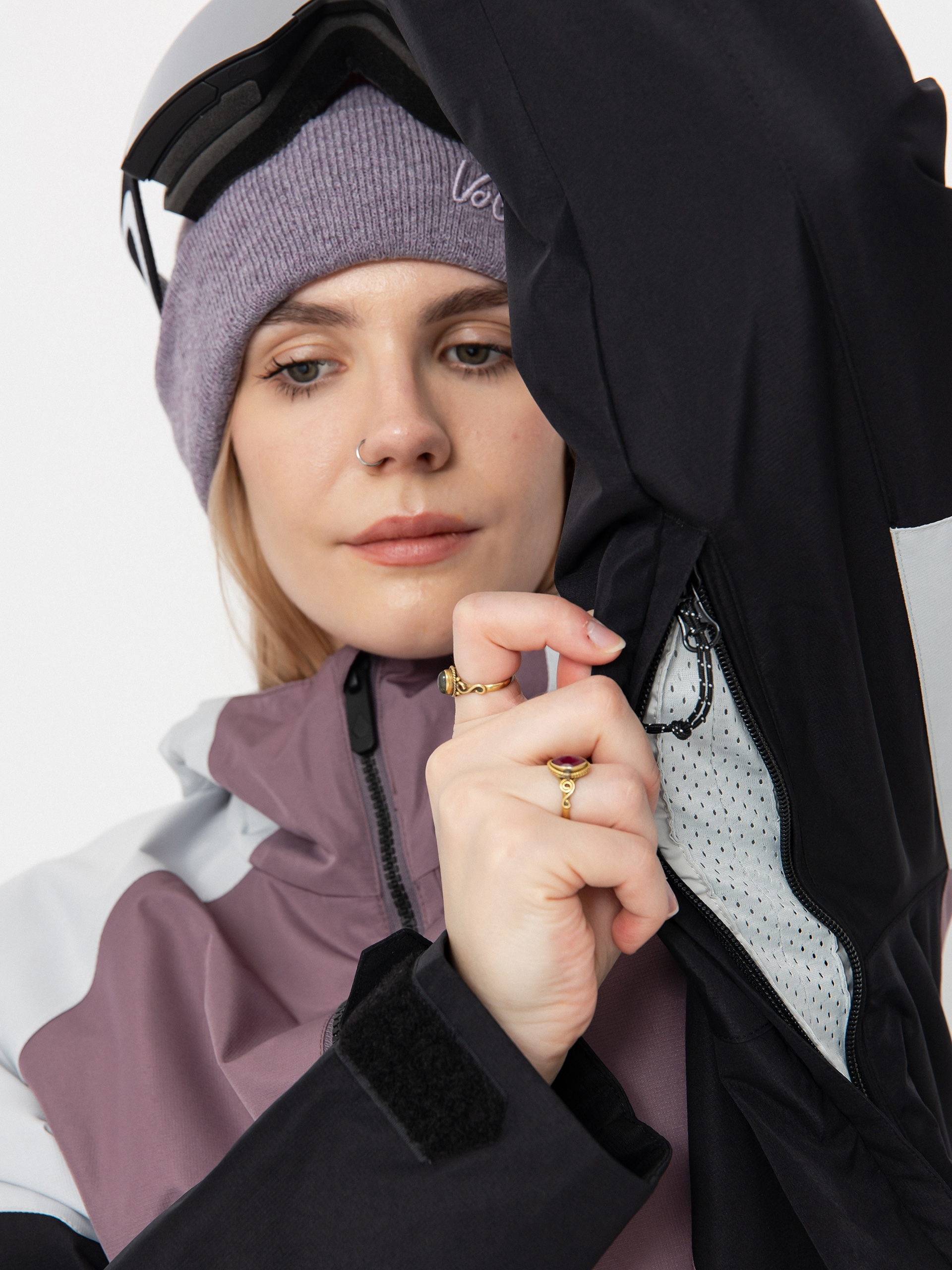 Volcom Snowboard jacket Agate Ins Wmn - white, black, violet