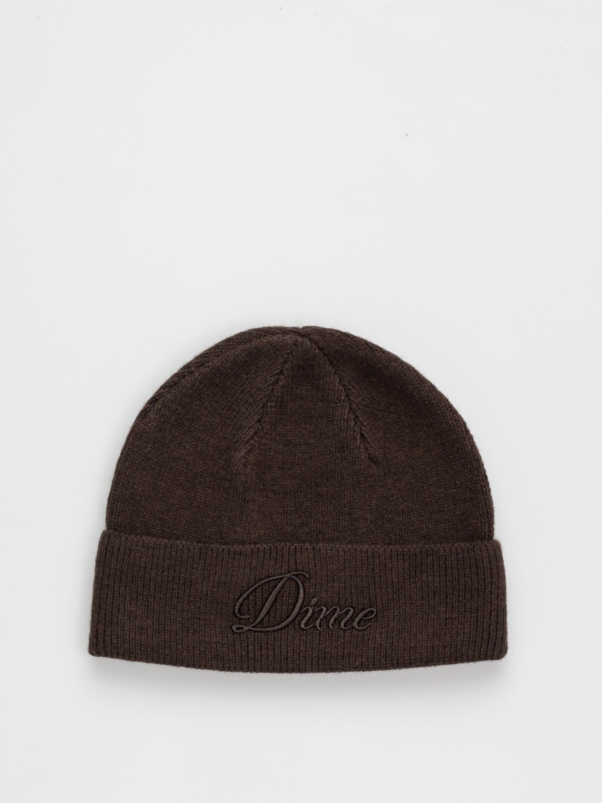 Dime Cursive Wool Fold Beanie (dark brown)