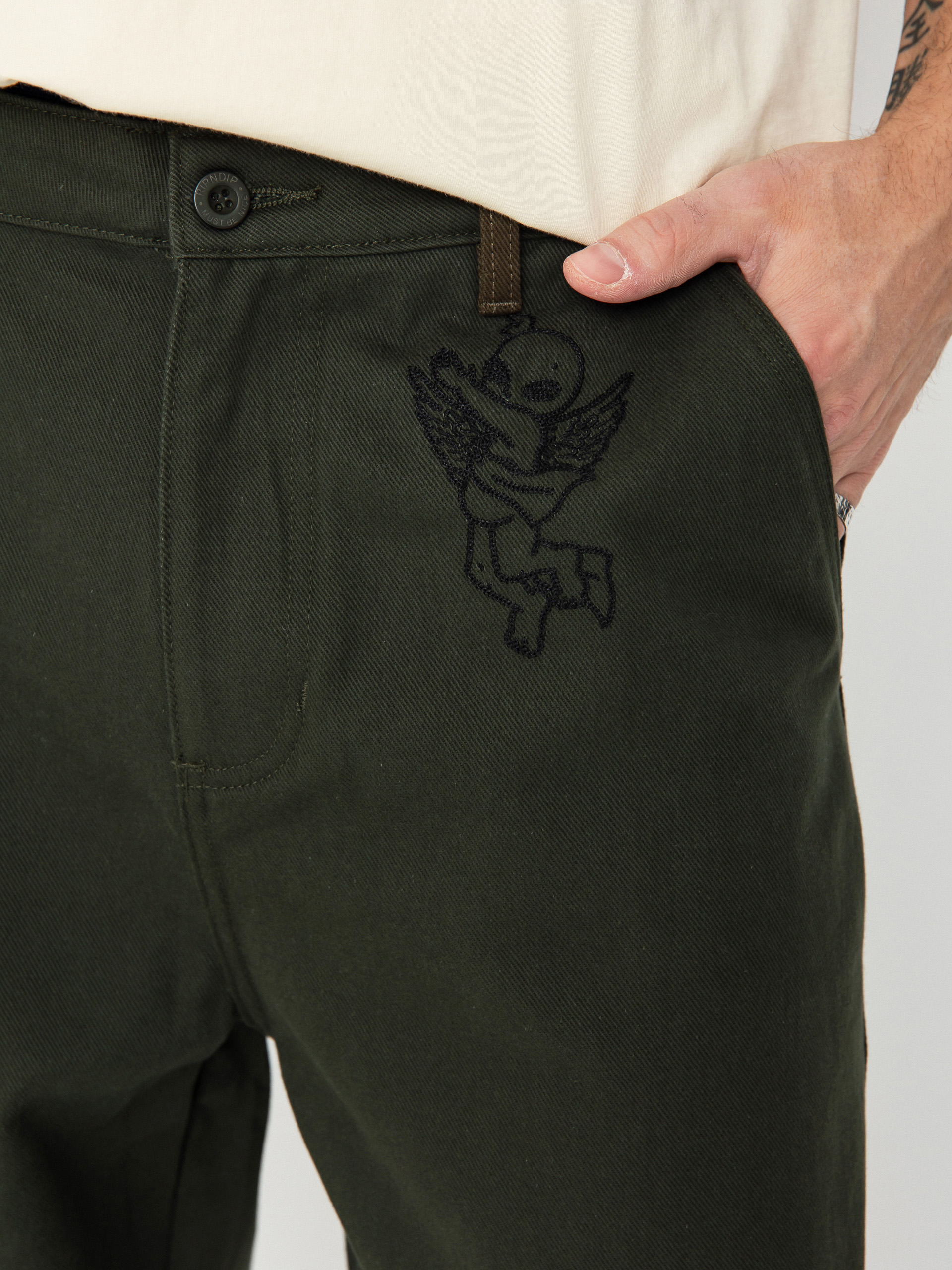 RipNDip Pants Mother Nerm Twill (dark olive)