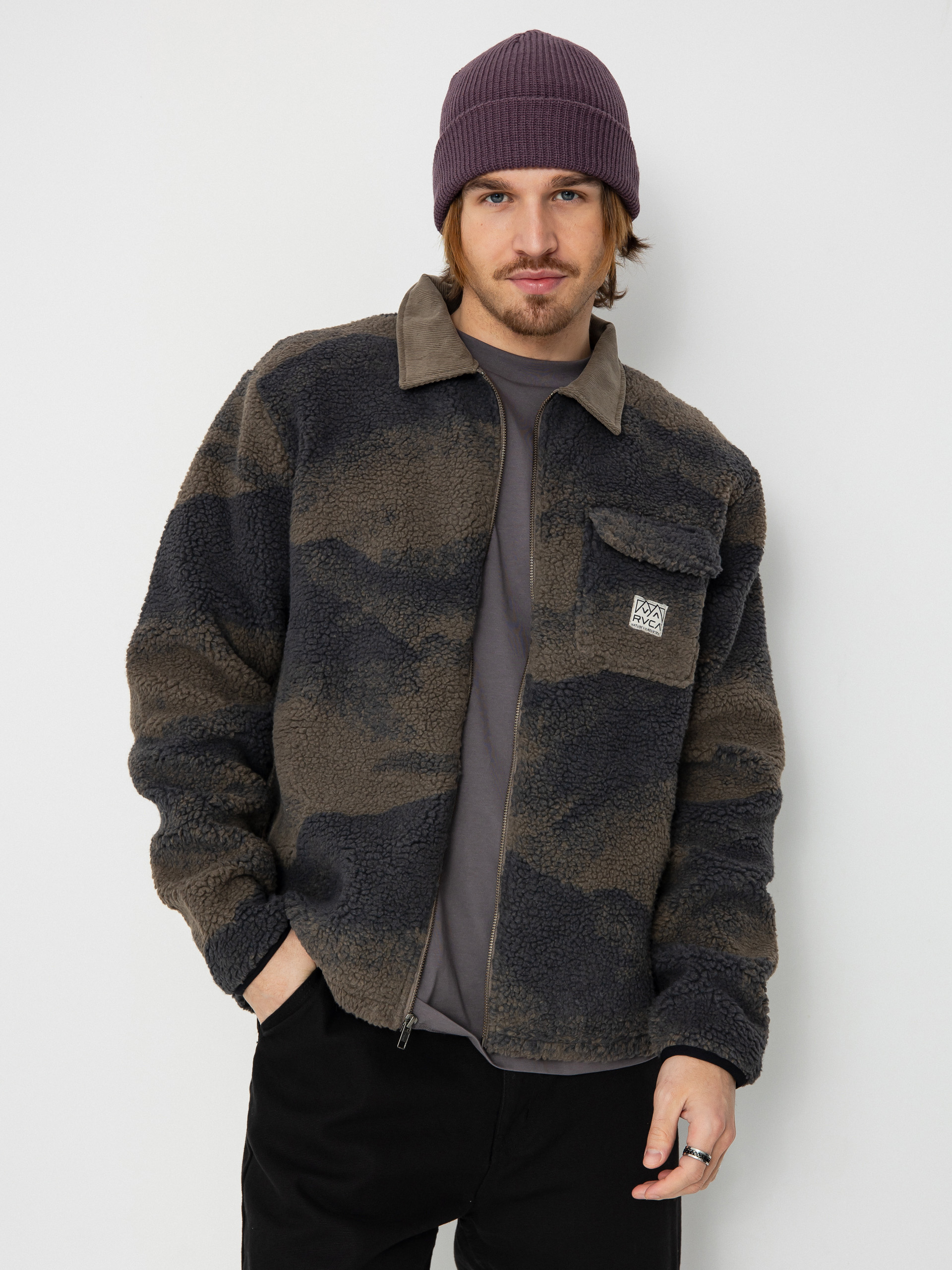 RVCA Walker Sherpa Jacket - brown (blue haze)