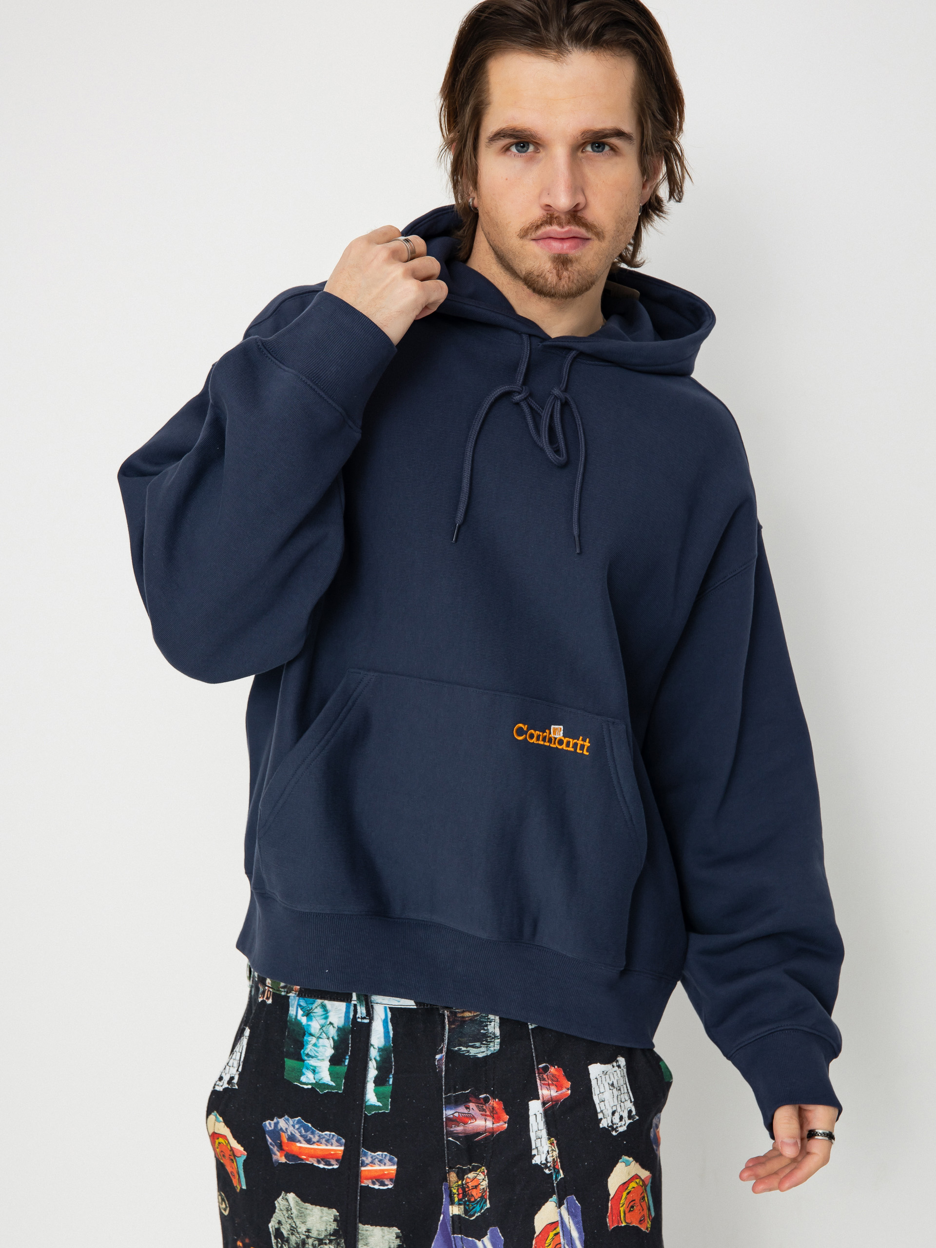【おすすめ/関税送料込み】Carhartt WIP Script Navy Hoodie Carhartt WIP Label Script HD Hoodie - navy blue (blue)