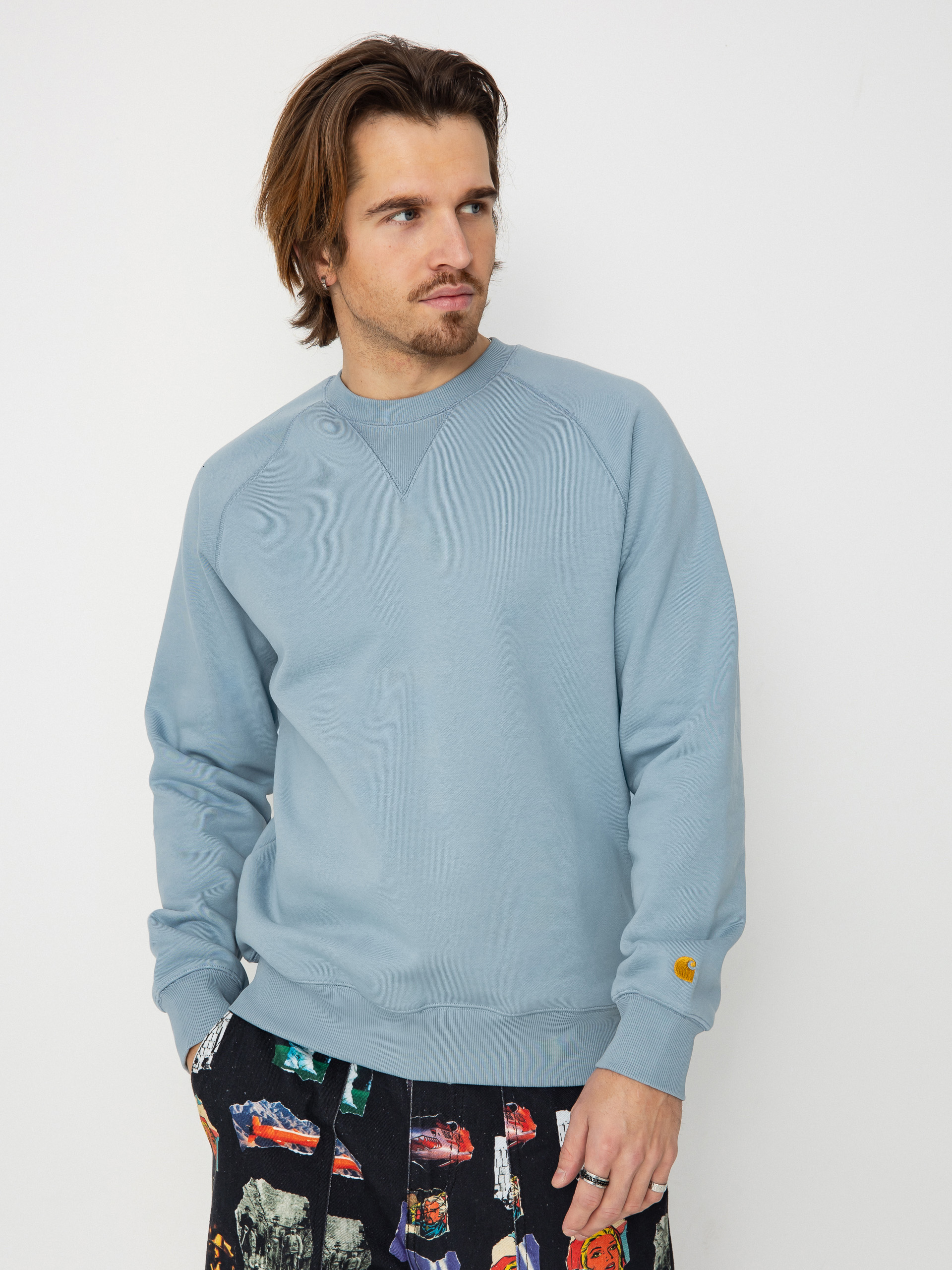 Carhartt WIP Chase Sweatshirt (frosted blue/gold)