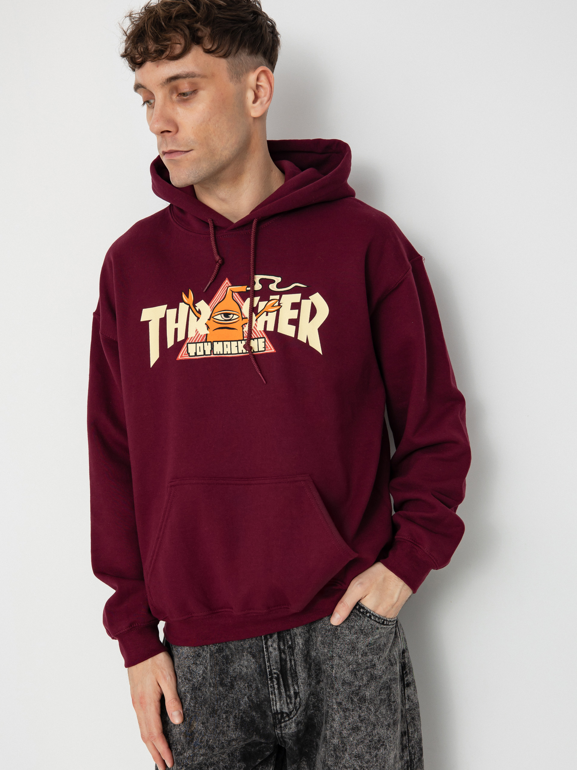 ★Thrasher x Toy Machine Vortex Mens Hoodie 関税込★ Thrasher X Toy Machine Vortex HD Hoodie - burgundy (maroon)