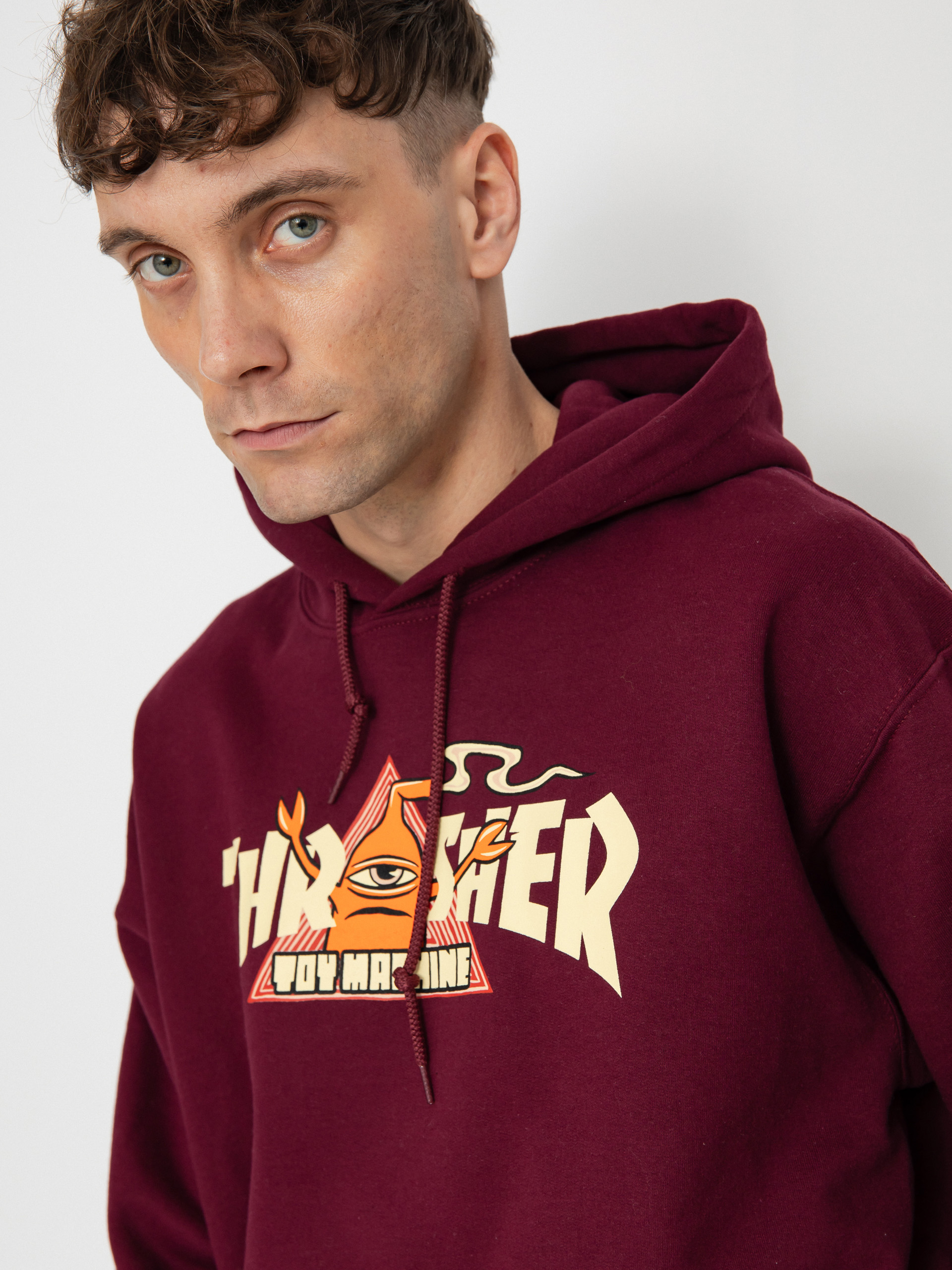 ★Thrasher x Toy Machine Vortex Mens Hoodie 関税込★ Thrasher X Toy Machine Vortex HD Hoodie - burgundy (maroon)