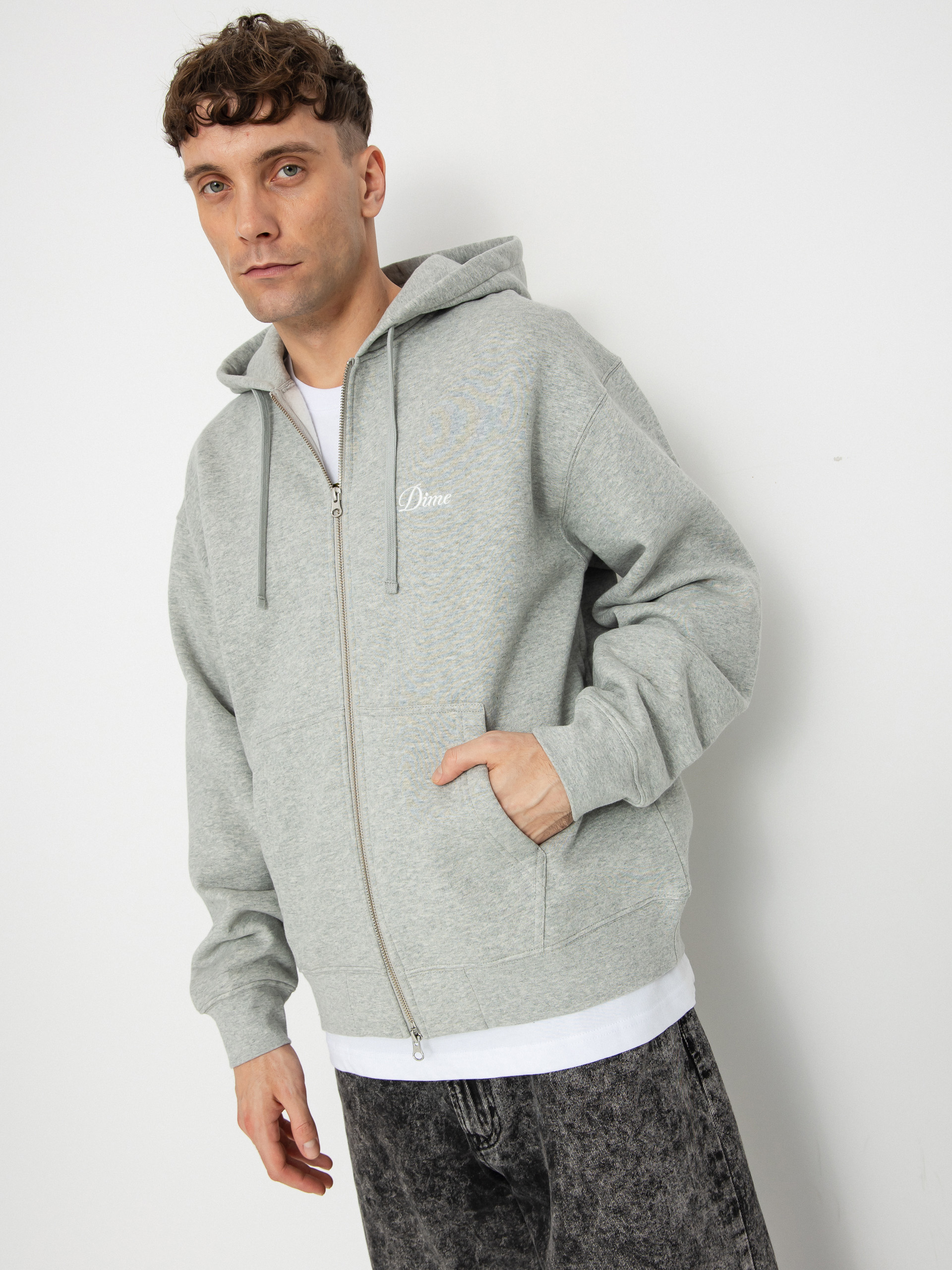 Dime Cursive Small Logo ZHD Hoodie (heather gray)