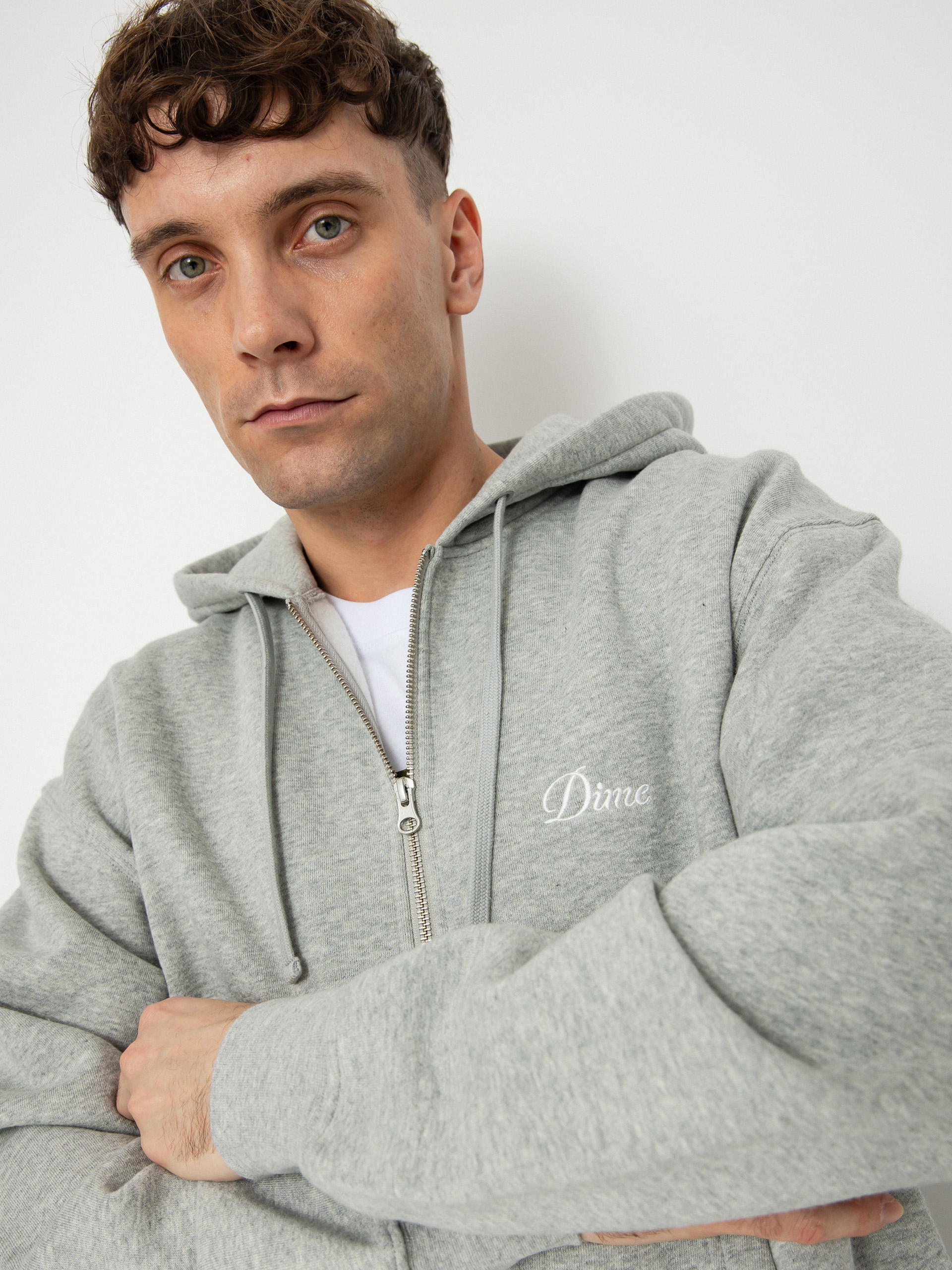 Dime Cursive Small Logo ZHD Hoodie (heather gray)