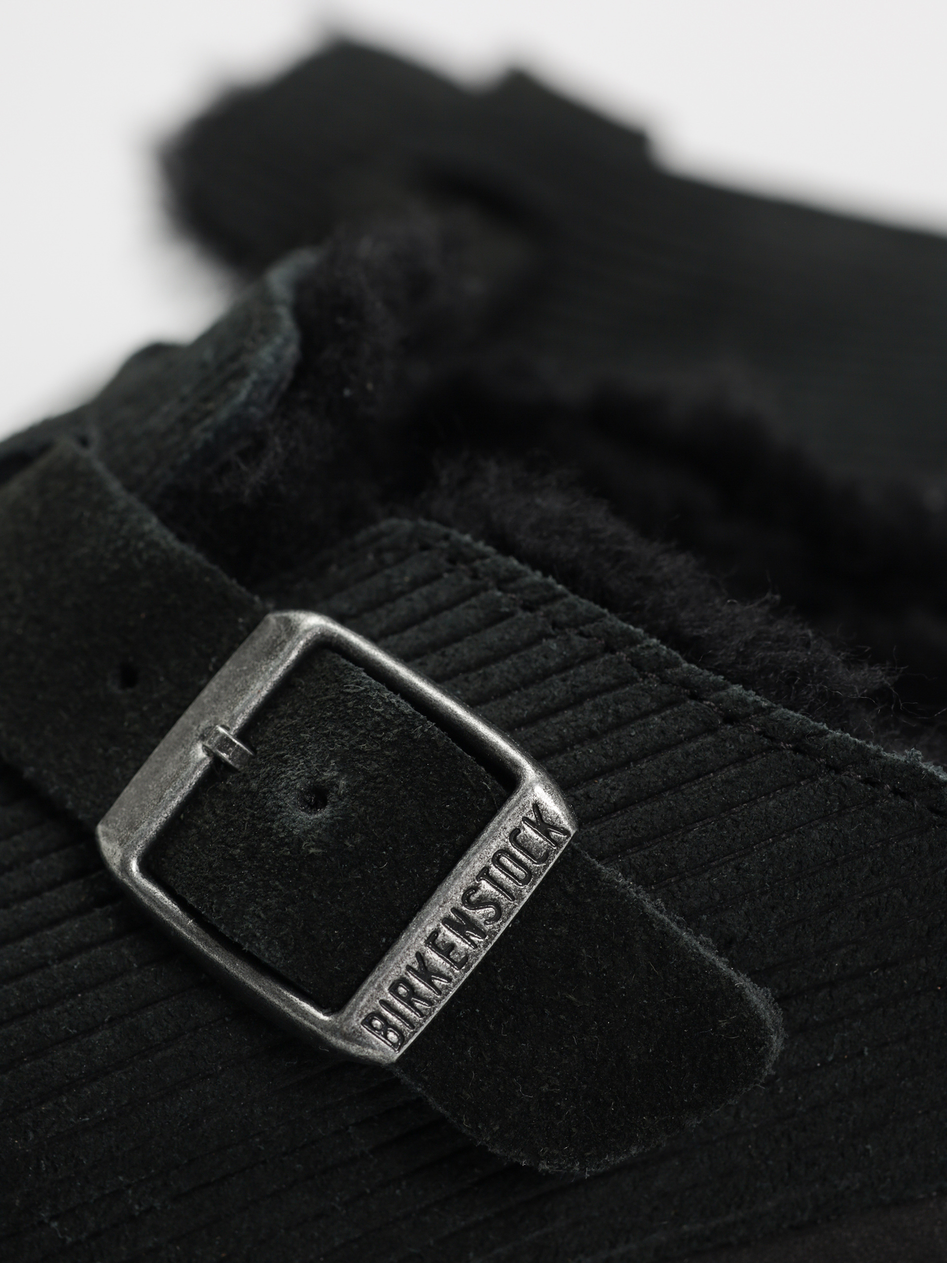 Birkenstock Boston VL Fell Suede Leather Fur Narrow Wmn Flip Flops (corduroy black)