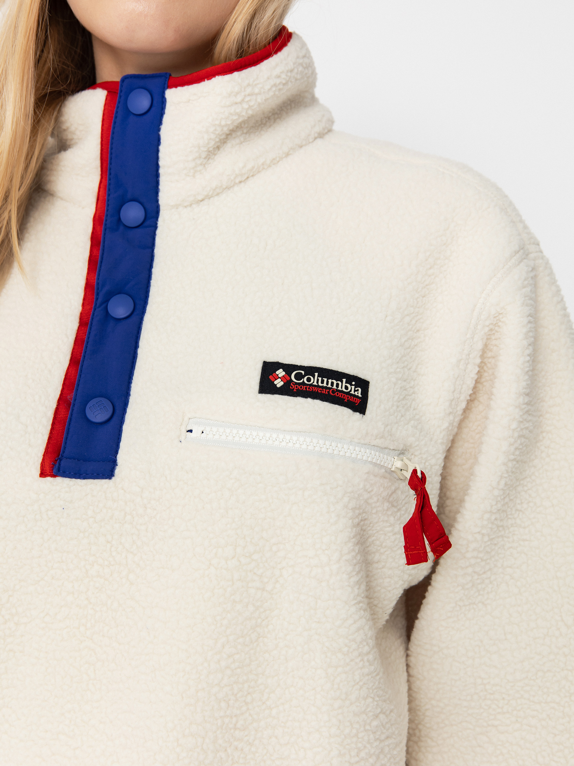 Columbia Helvetia II Cropped Half Snap Wmn Fleece - beige (chalk)