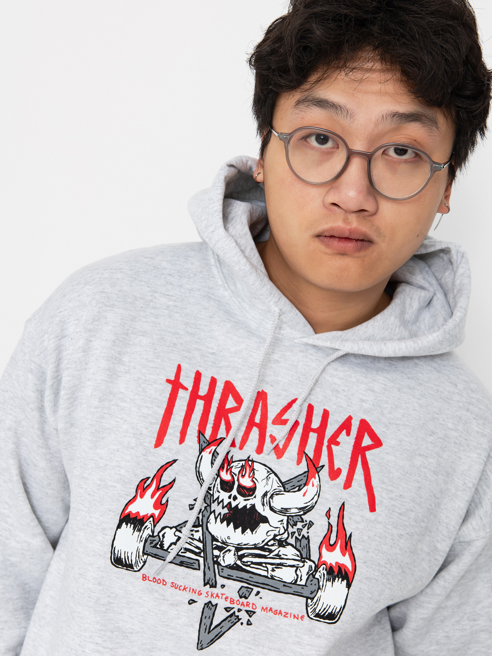Thrasher X Toy Machine Monster Gram HD Hoodie (ash grey)