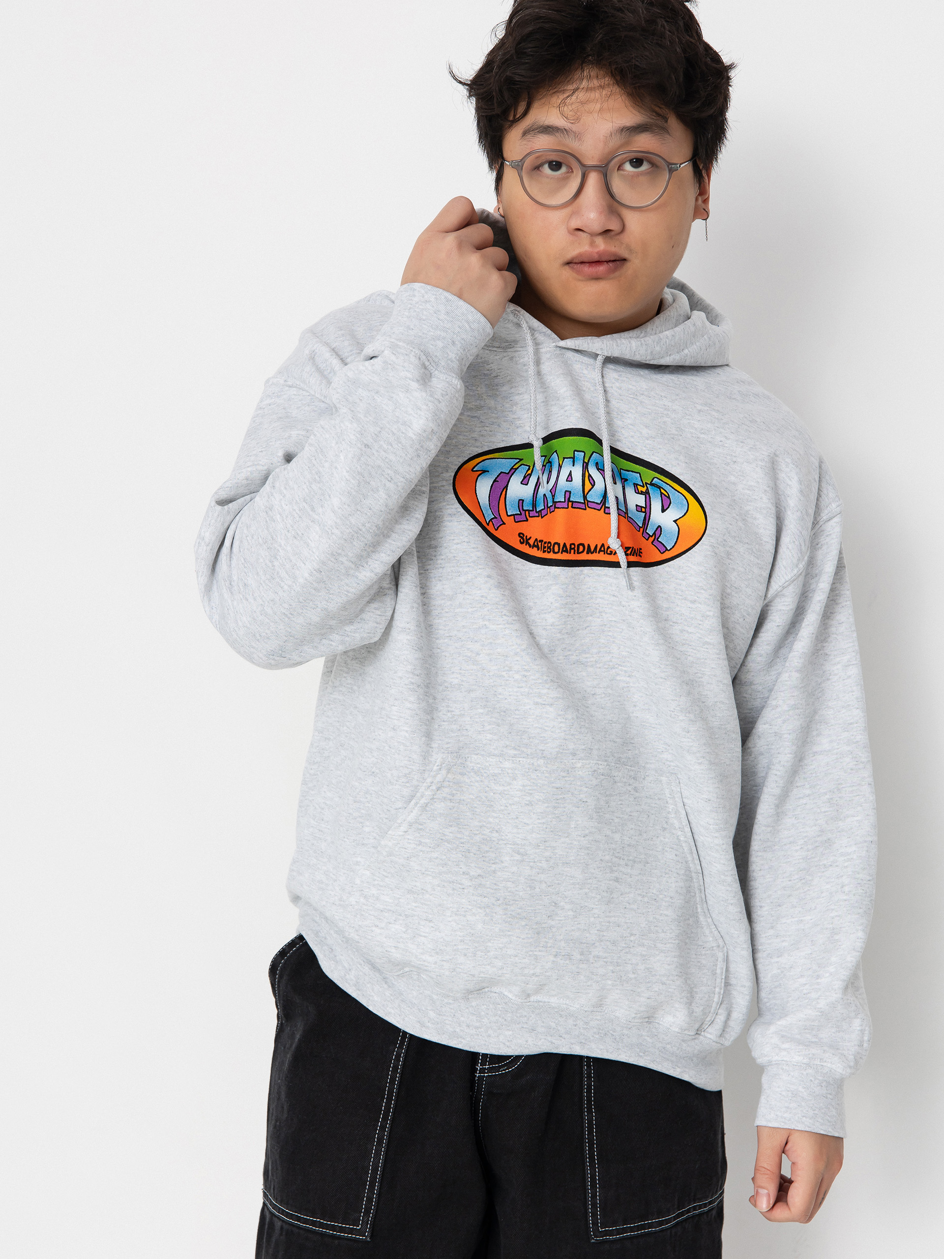 Thrasher X Toy Machine Five by Spanky HD Hoodie (ash grey)