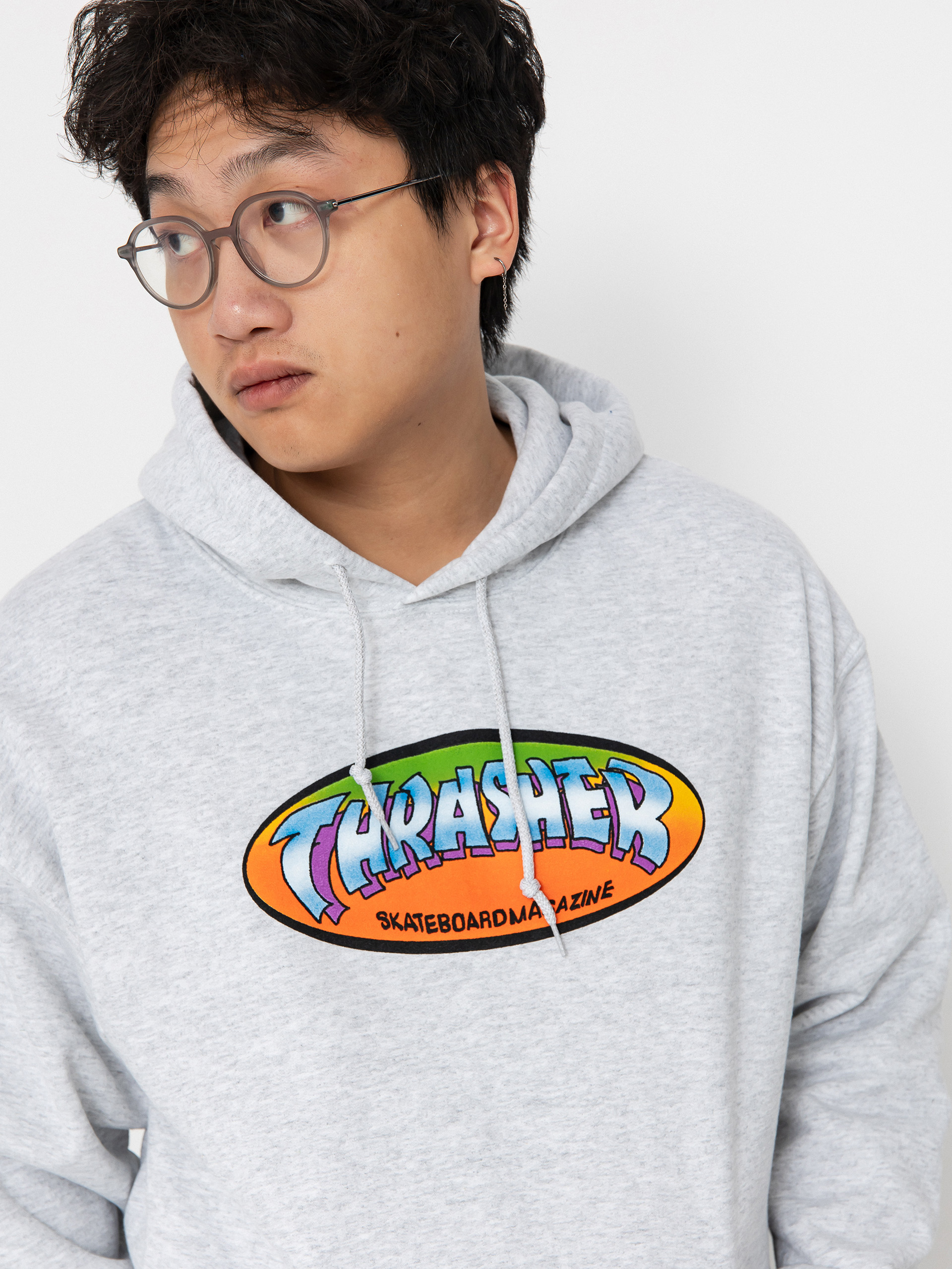 Thrasher X Toy Machine Five by Spanky HD Hoodie (ash grey)