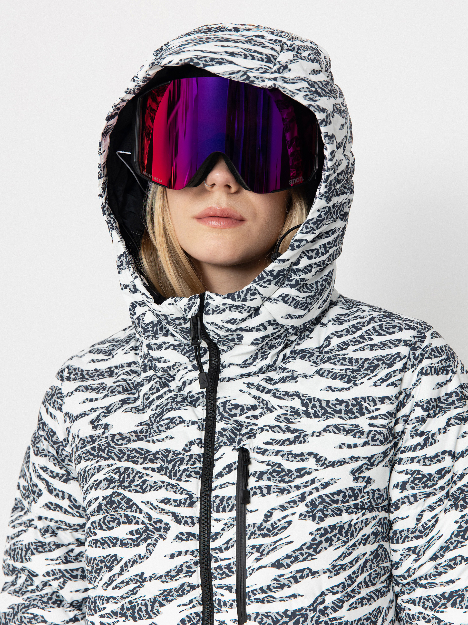 Damen Burton Snowboard Jacke Loyil Down (zebra camo)