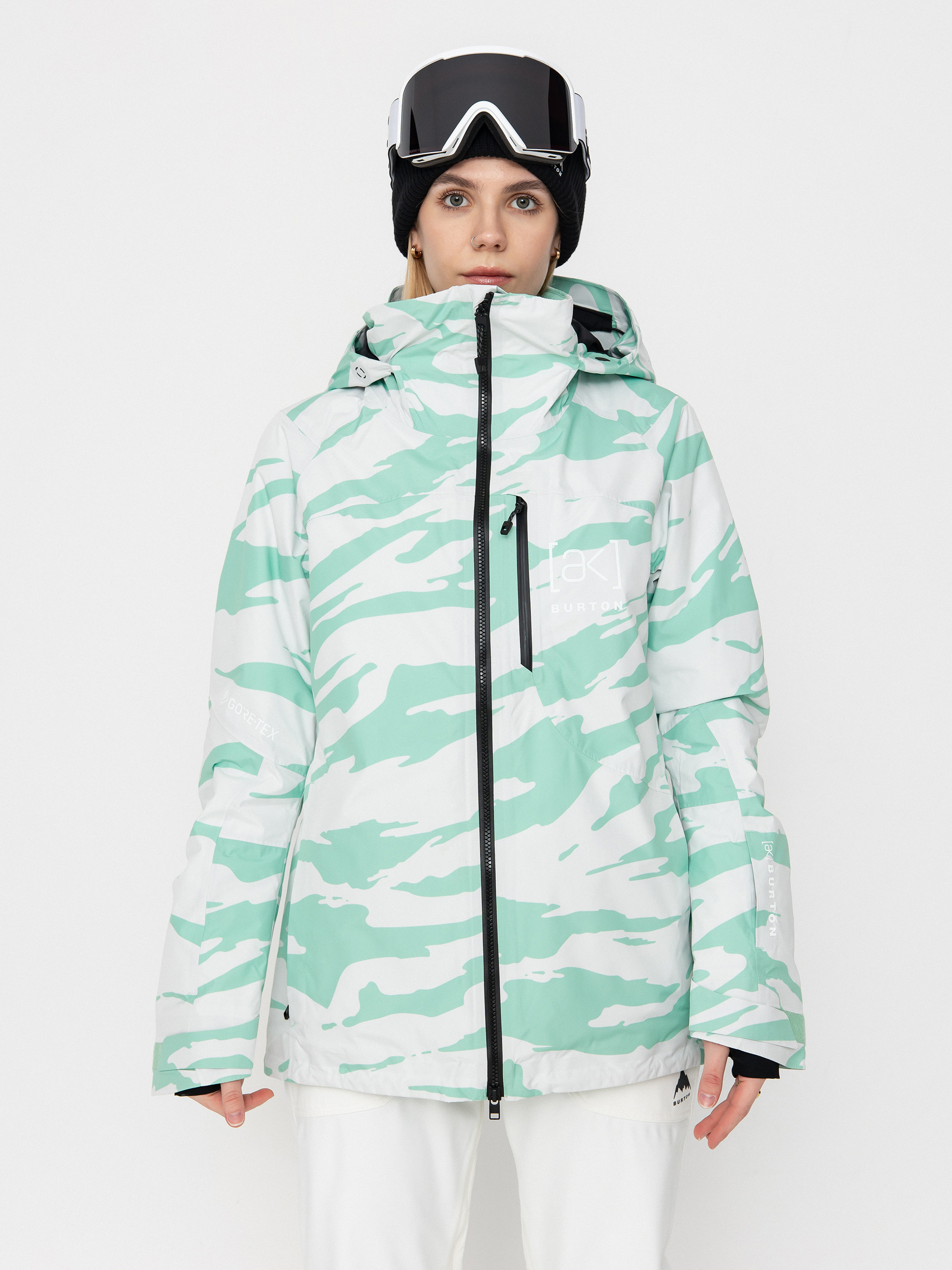 Burton Snowboard Jacke Ak Gore Tex Embark Wmn - Weiß, Grün, camo