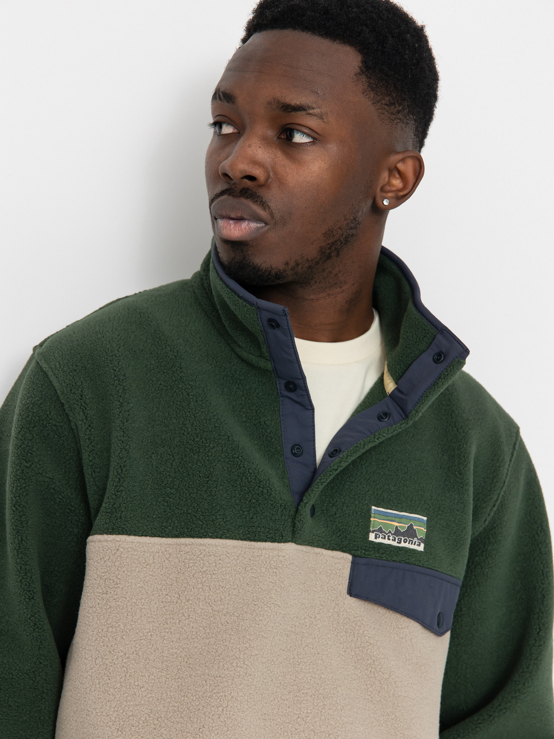 Patagonia LW Synch Snap T Fleece Jacke - Beige, Grün (seabird grey)