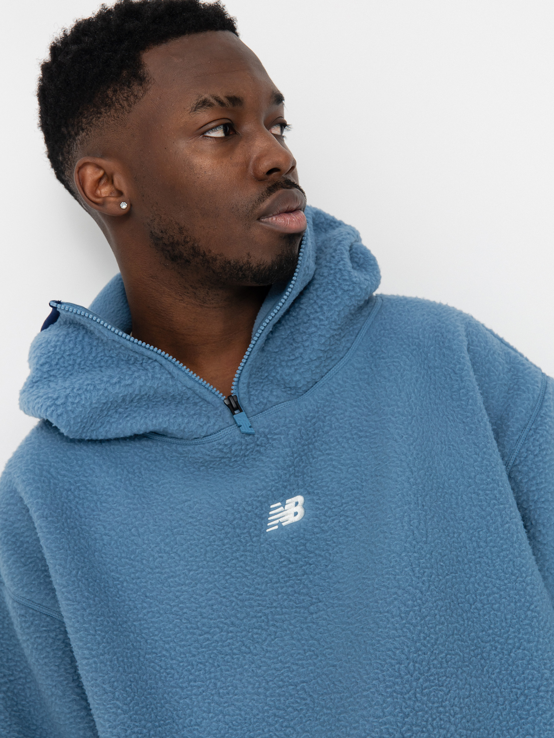 Mens New Balance Hoops Sherpa Top Fleece  (heronblue)