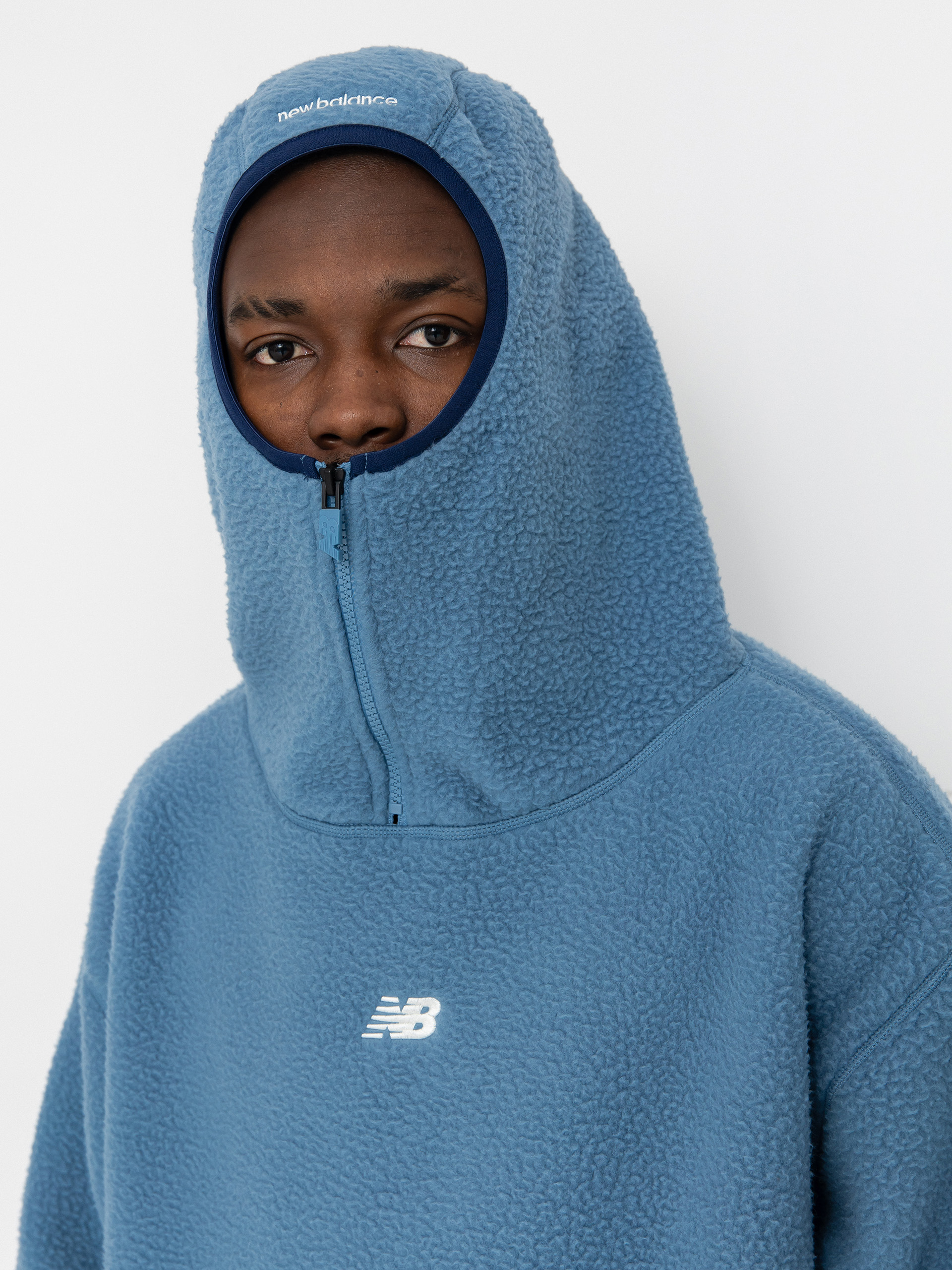 Mens New Balance Hoops Sherpa Top Fleece  (heronblue)